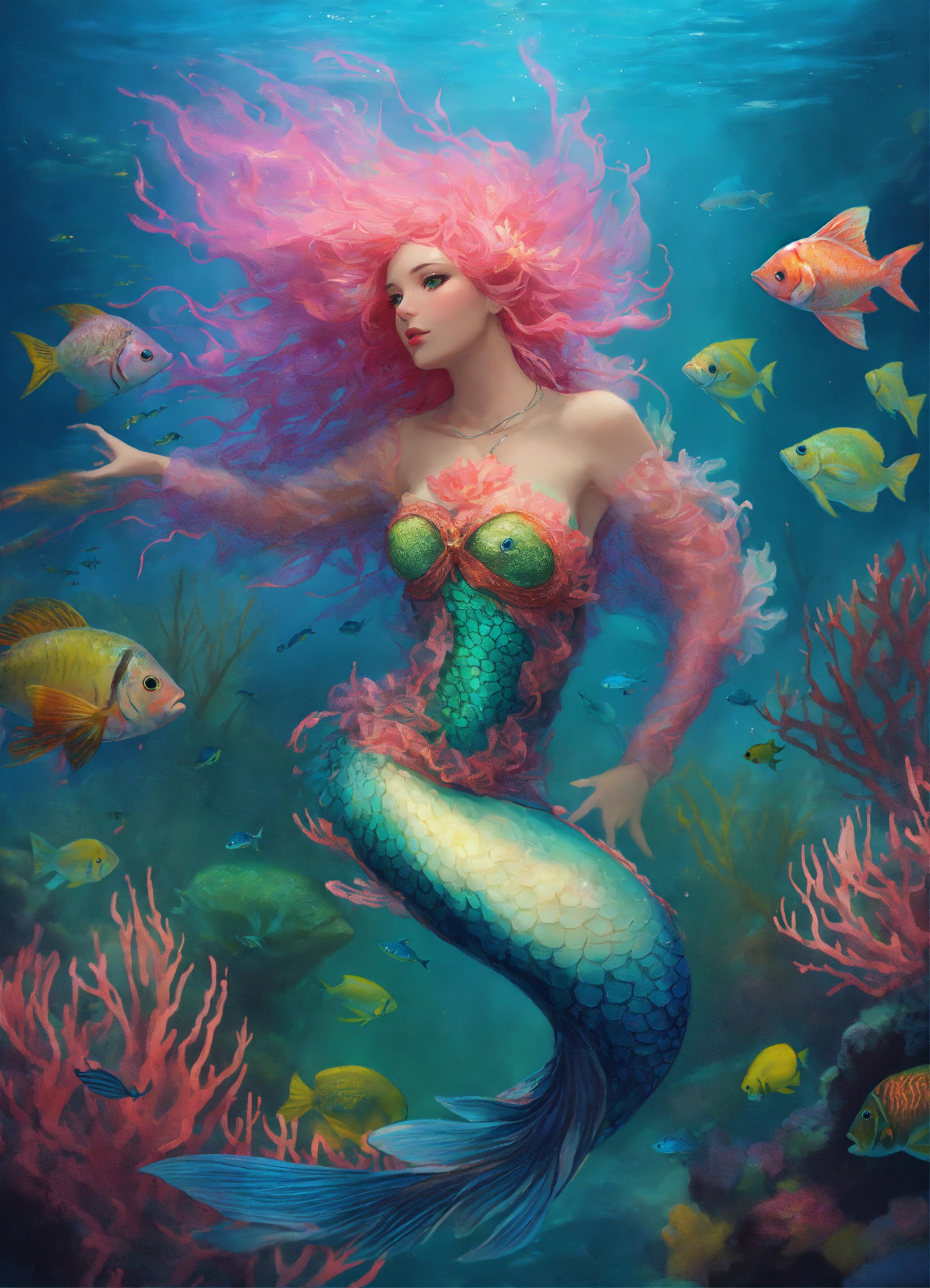 Lexica - Fantasy Portrait of an anthropomorphic fish, shimmery skin ...