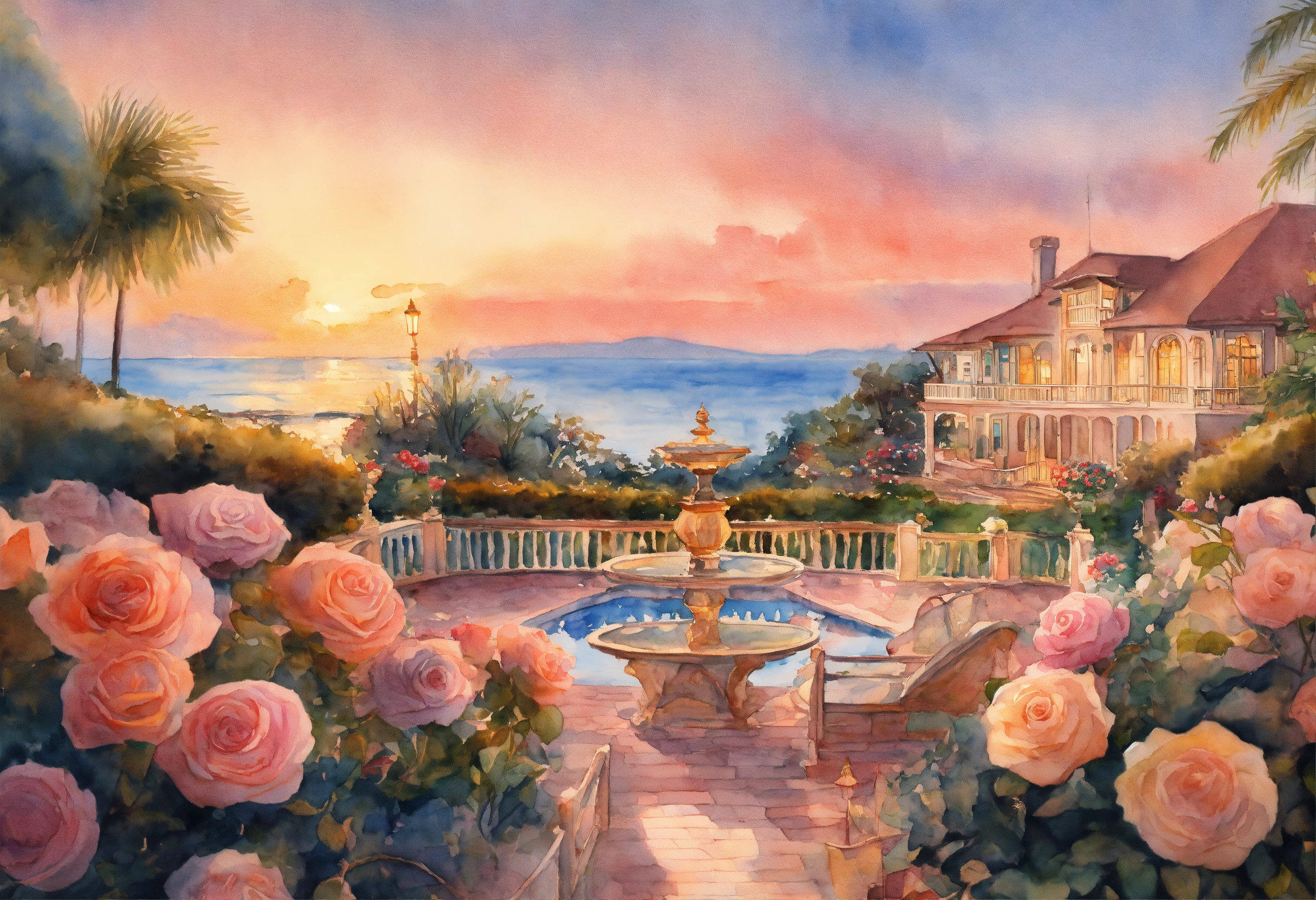 Lexica - Watercolour painting, pastel colours, warm light, intricate ...