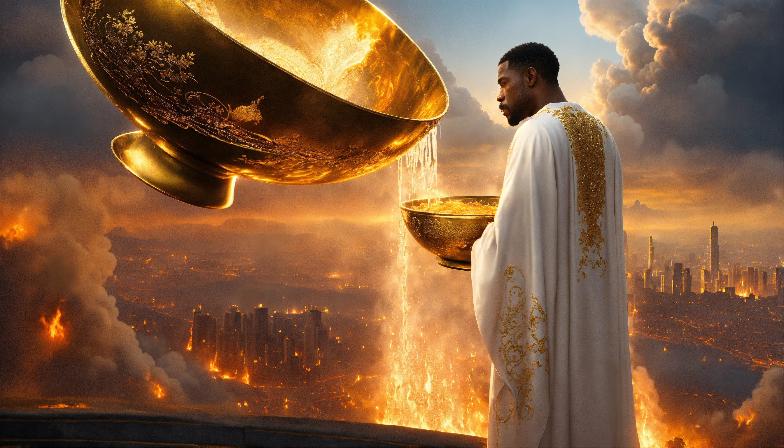 Lexica - Illustrate a view of a handsome black man wearing a long ...