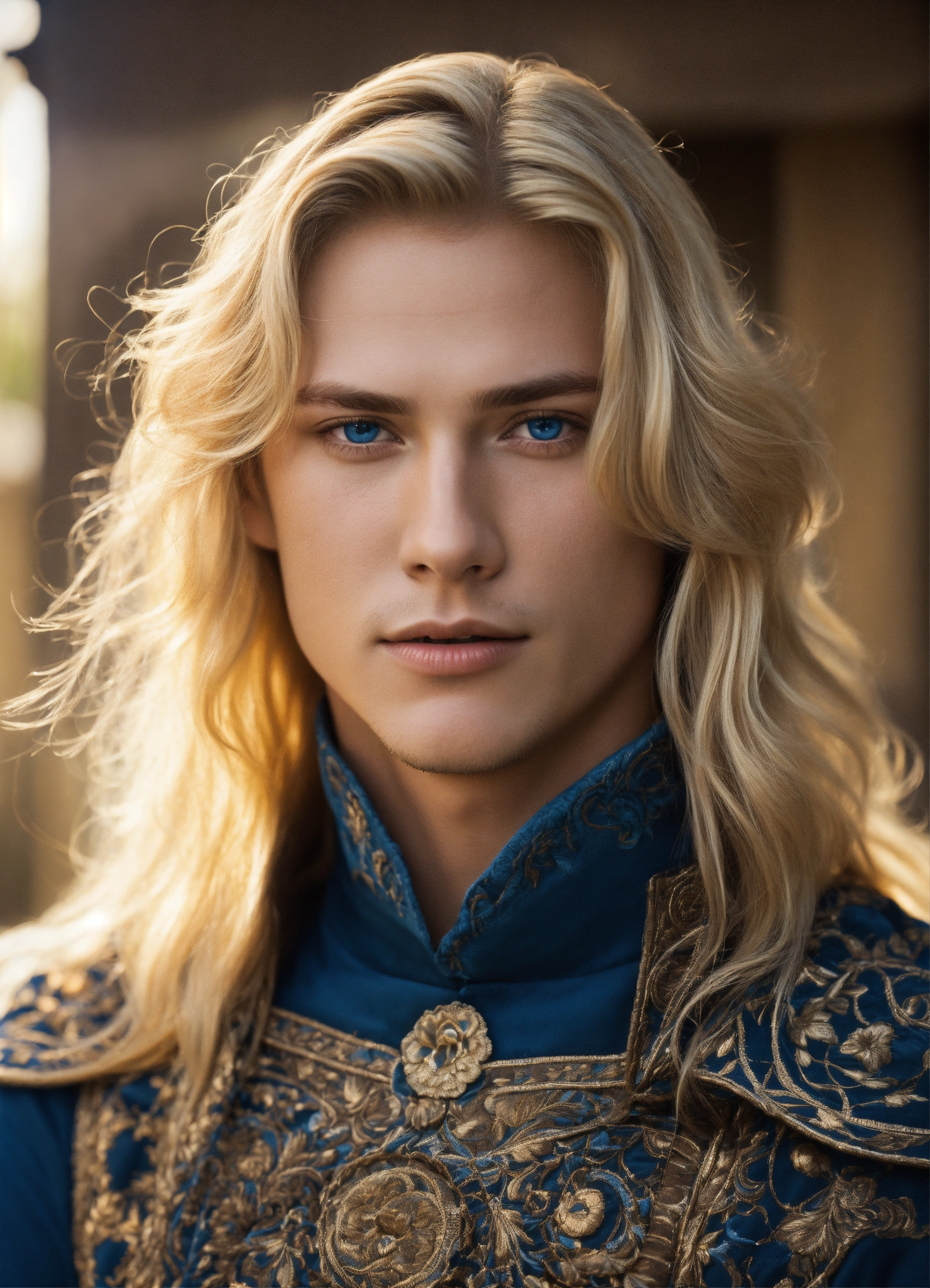 Lexica - Generate a man with blonde long hair and blue eyes