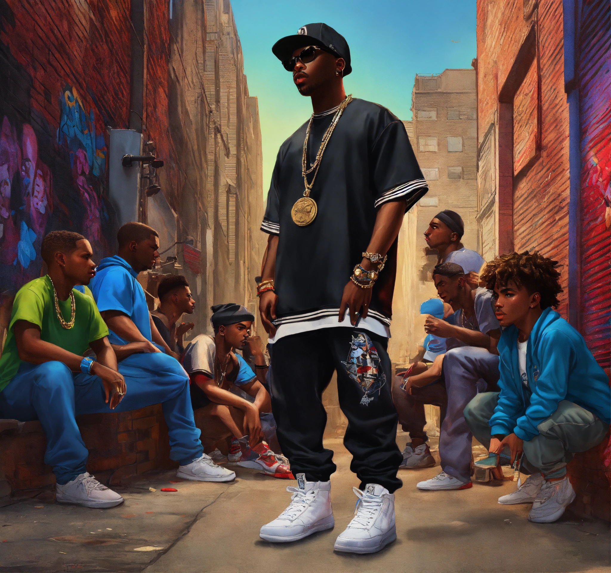 Lexica - Pop art, hyperrealist full body portrait of black rapper 