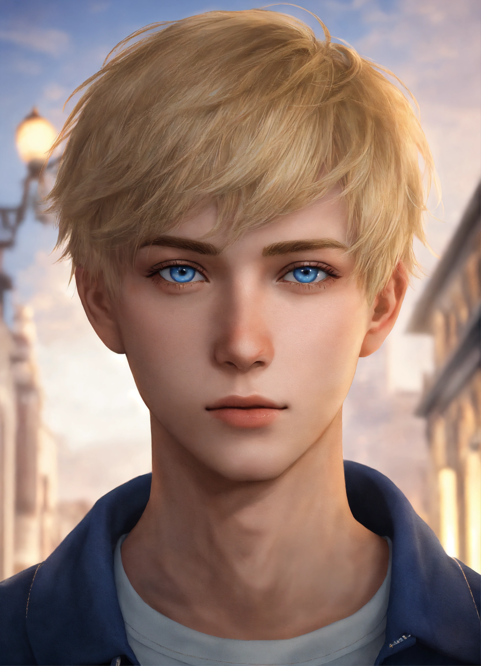 Lexica 17 Year Old Male Blue Eyes Short Blonde Hair Animated Realistic Facing Forward 0932