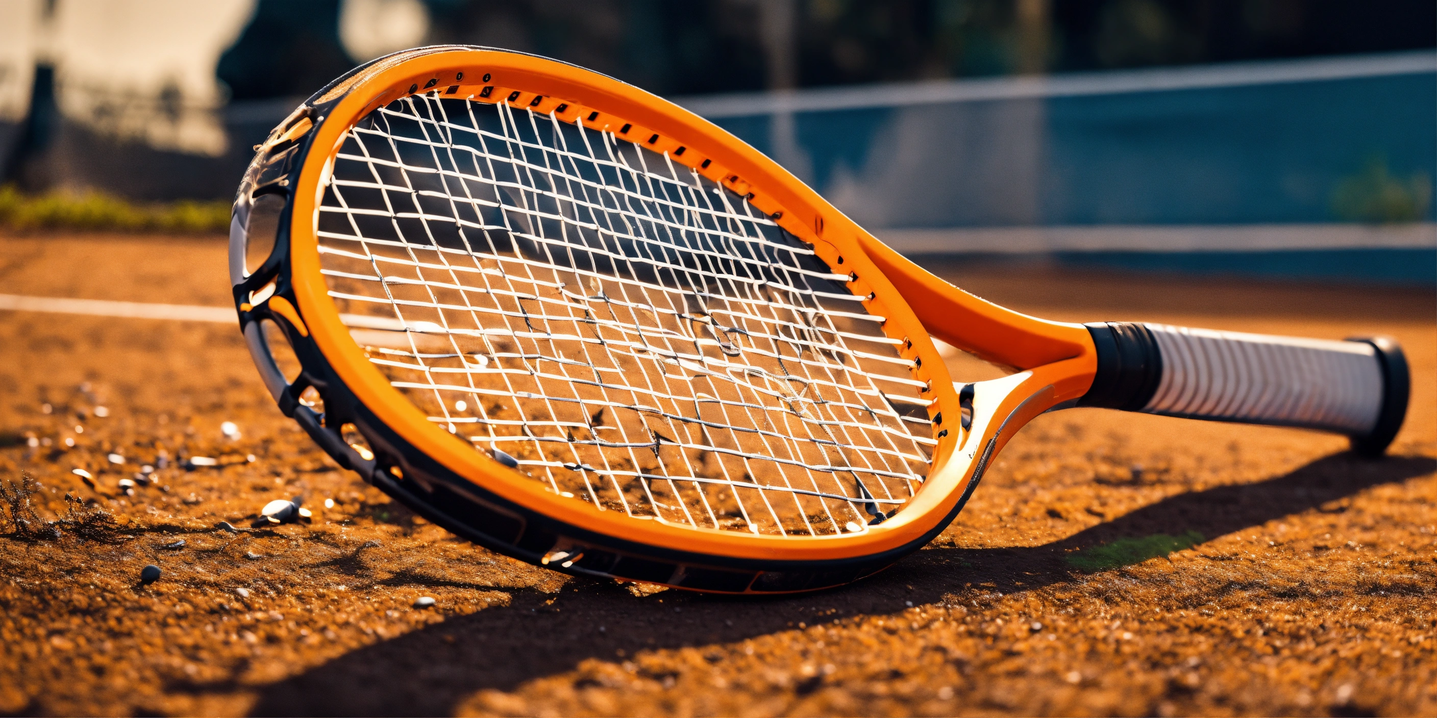 Lexica - Orange broken futuristic tennis racket