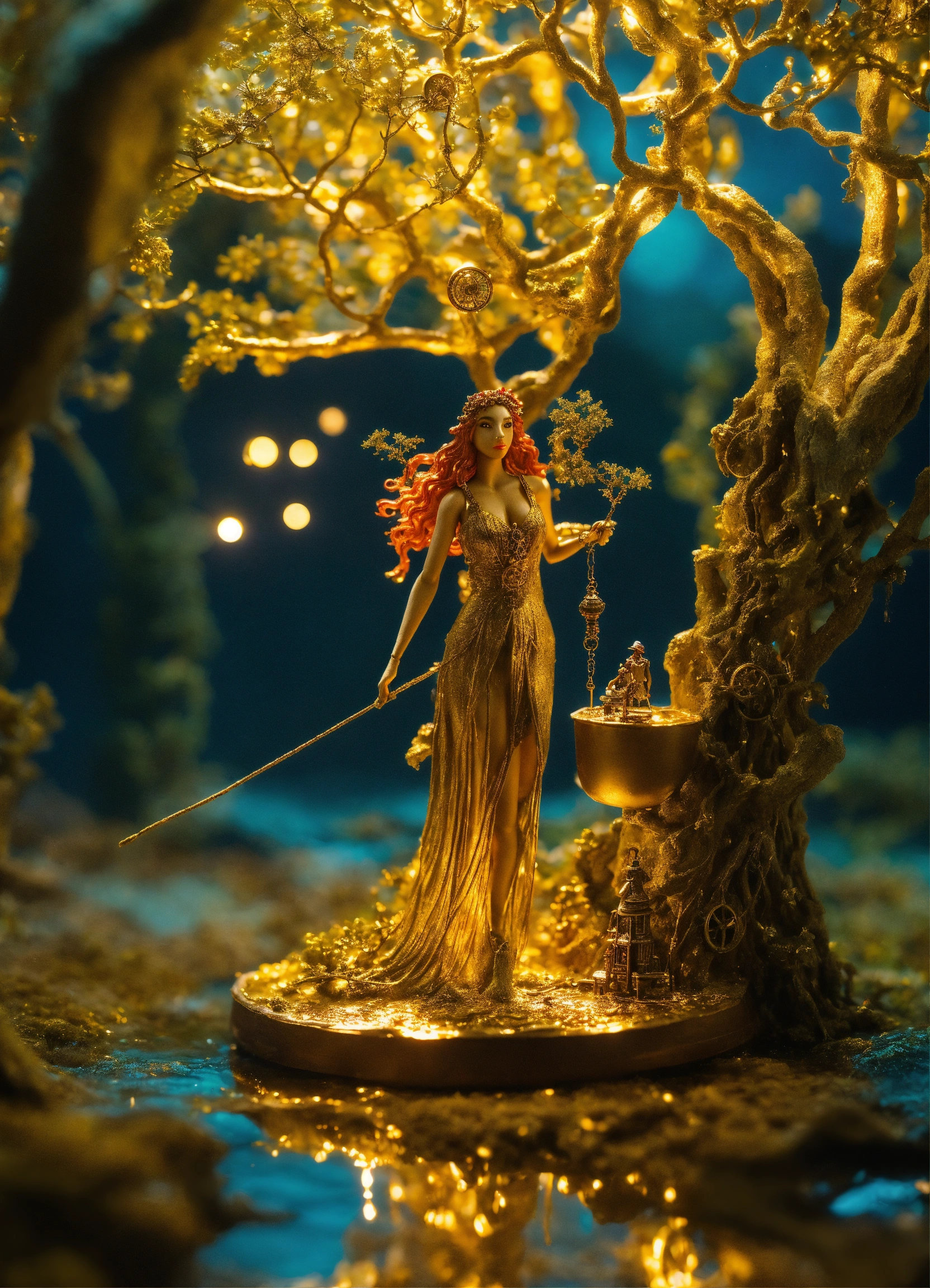Lexica - An Mystical grove made of liquid gold, A Dryad sailing on a ...