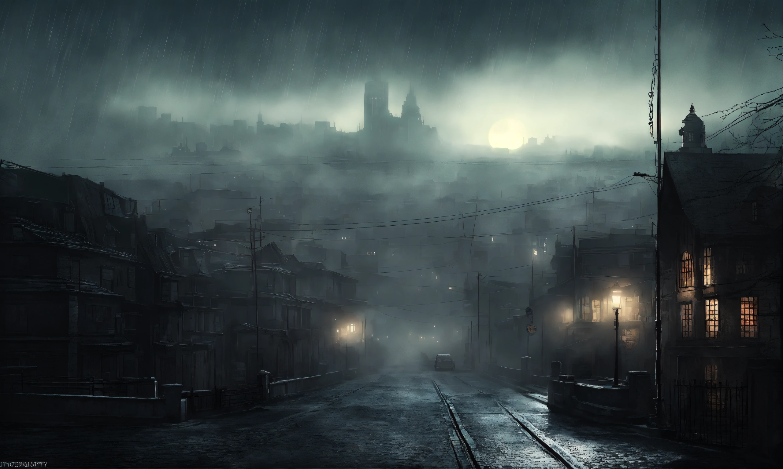 Lexica - A foggy gray silent hill alike city, dark fantasy style ...