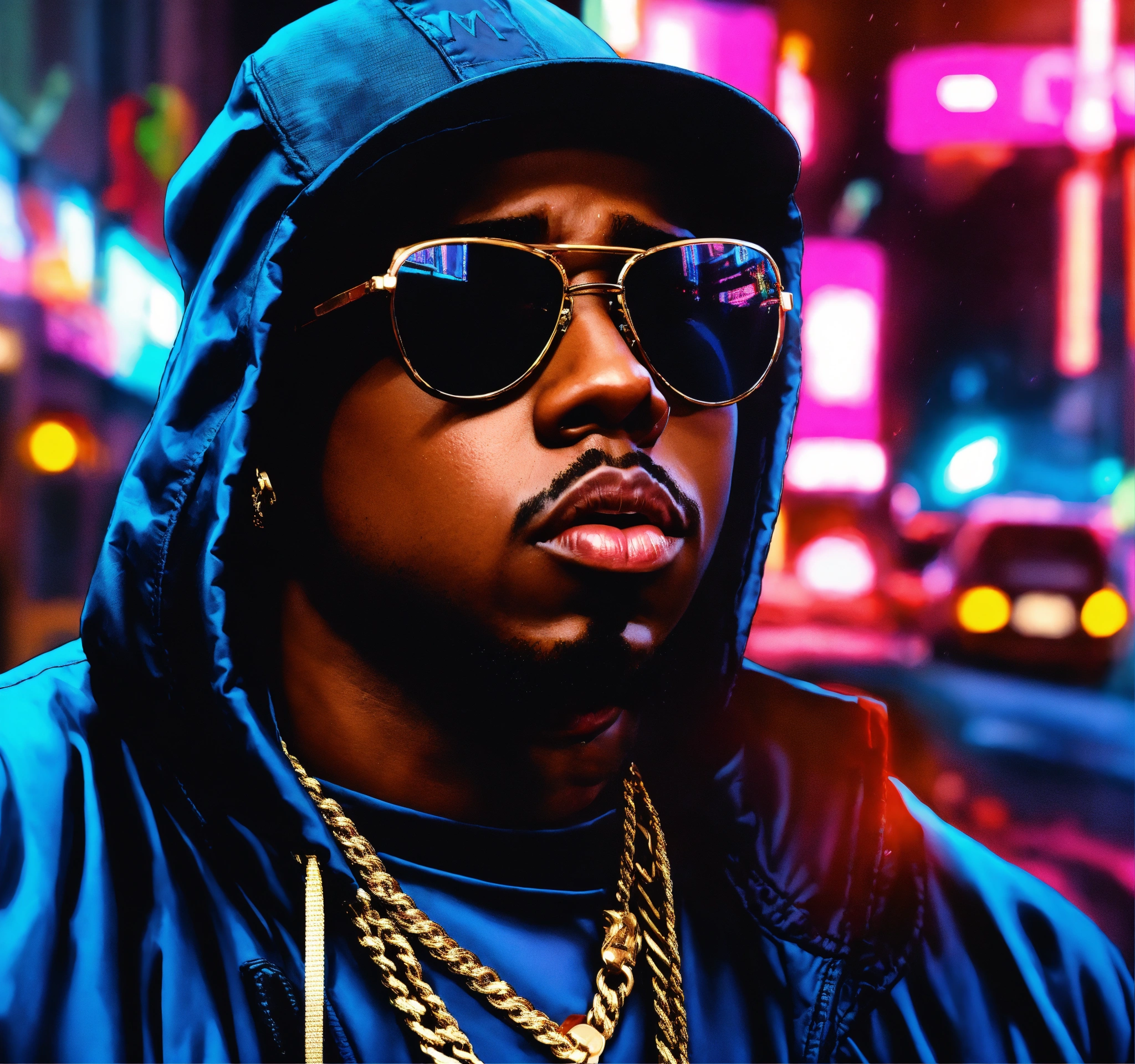 Lexica - Pop art, hyperrealist portrait of black rapper 