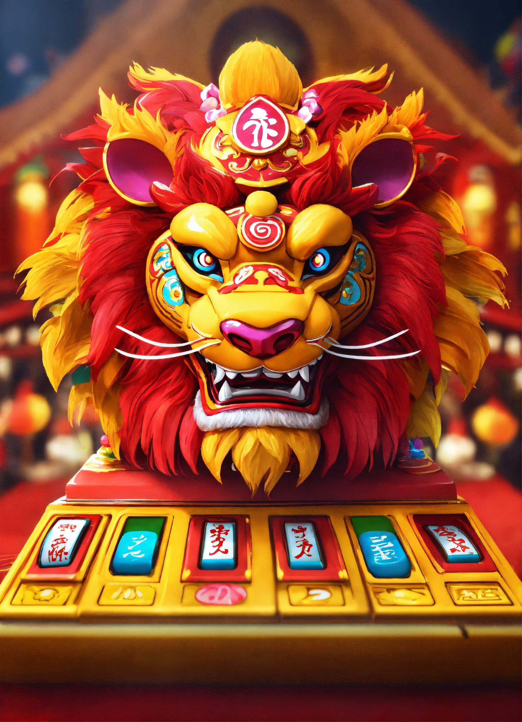 Lexica - 3D lion dance slot machine gambling icon