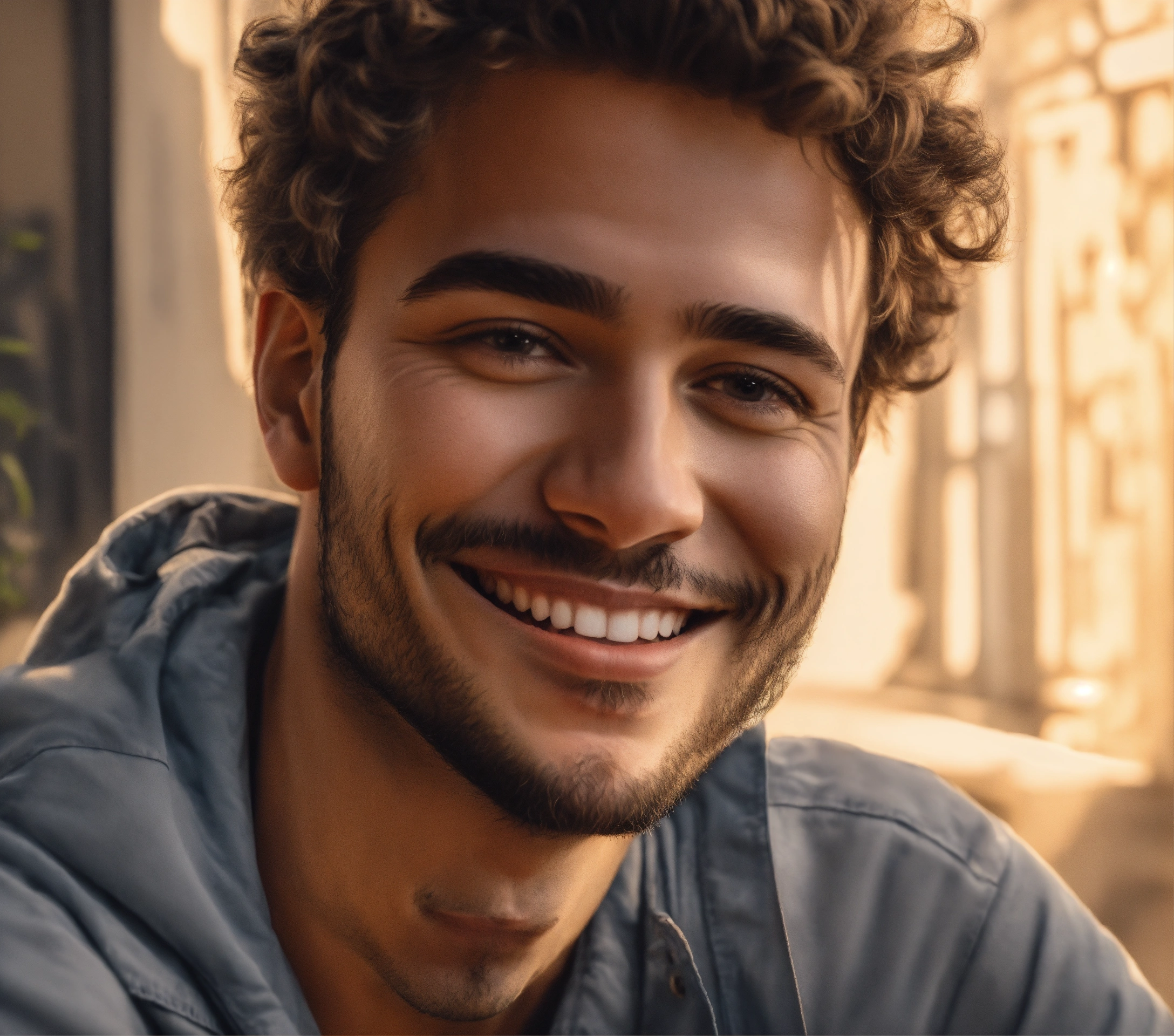 Lexica - Un portrait en style "outline art" d'un homme souriant dans la ...
