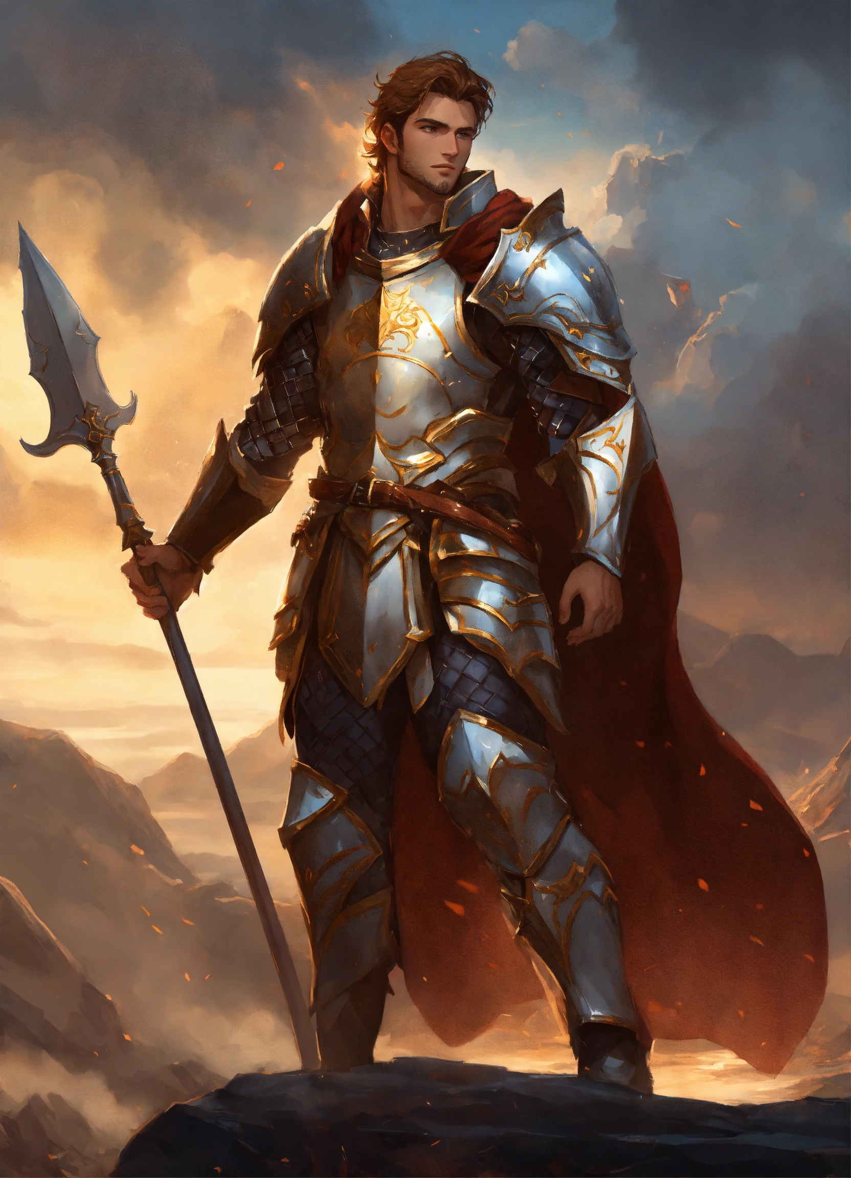 Lexica - A handsome paladin of the god of storms wearing armor dnd  character art