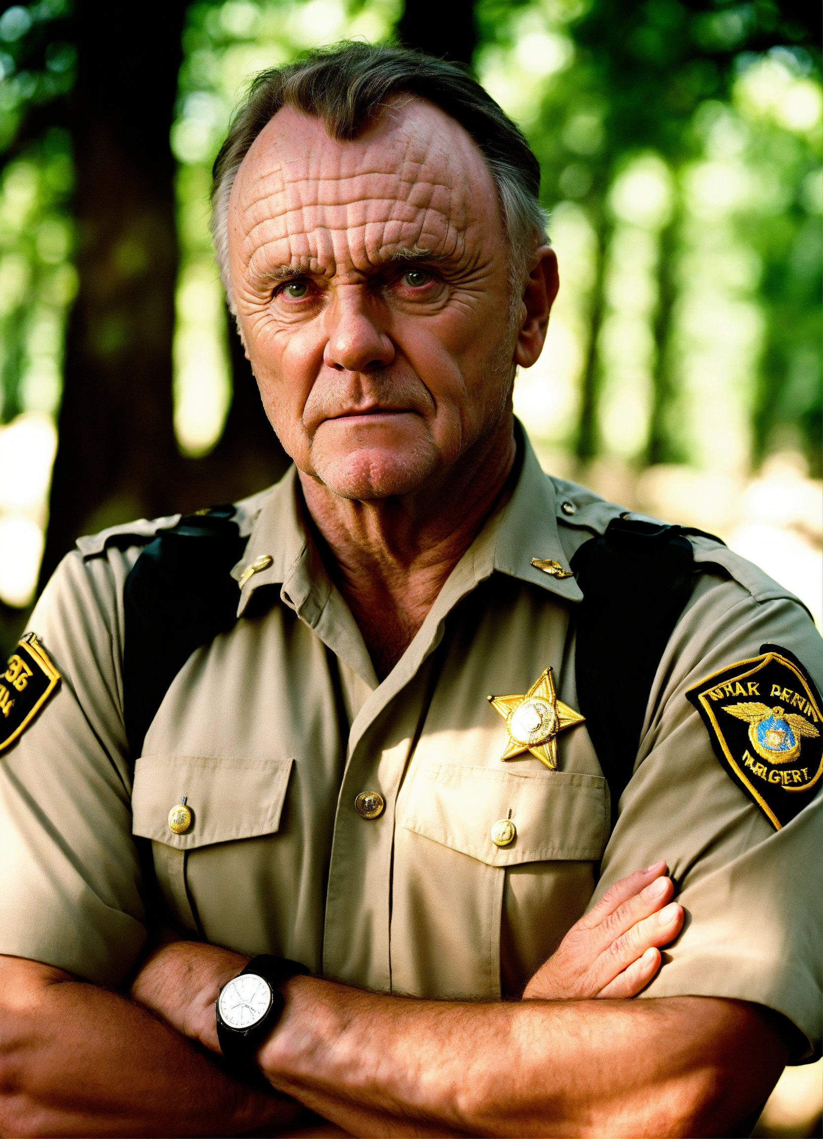 Lexica - Scared man, US PARK RANGER, FRONT VIEW, casual clothes, arms ...