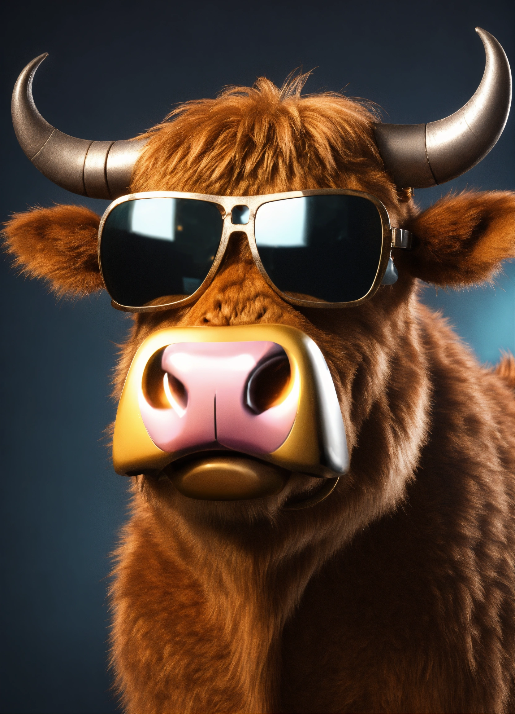 Lexica - Steampumk cool happy bull funny glasses 8k realistic, fur ...