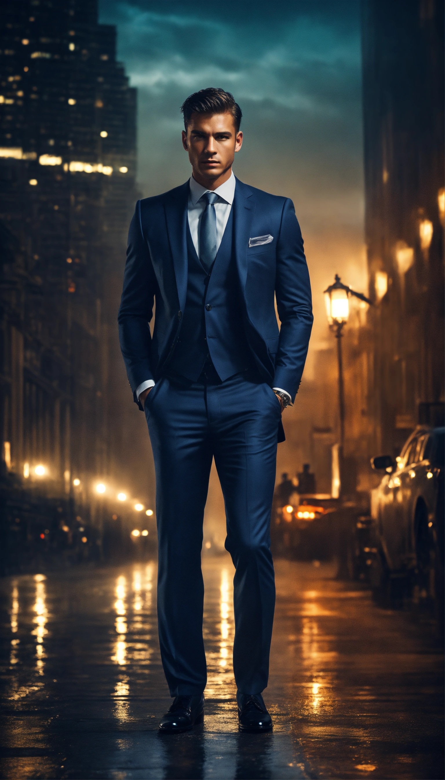 Lexica - Design a compelling image, modern but masculine, in suit ...