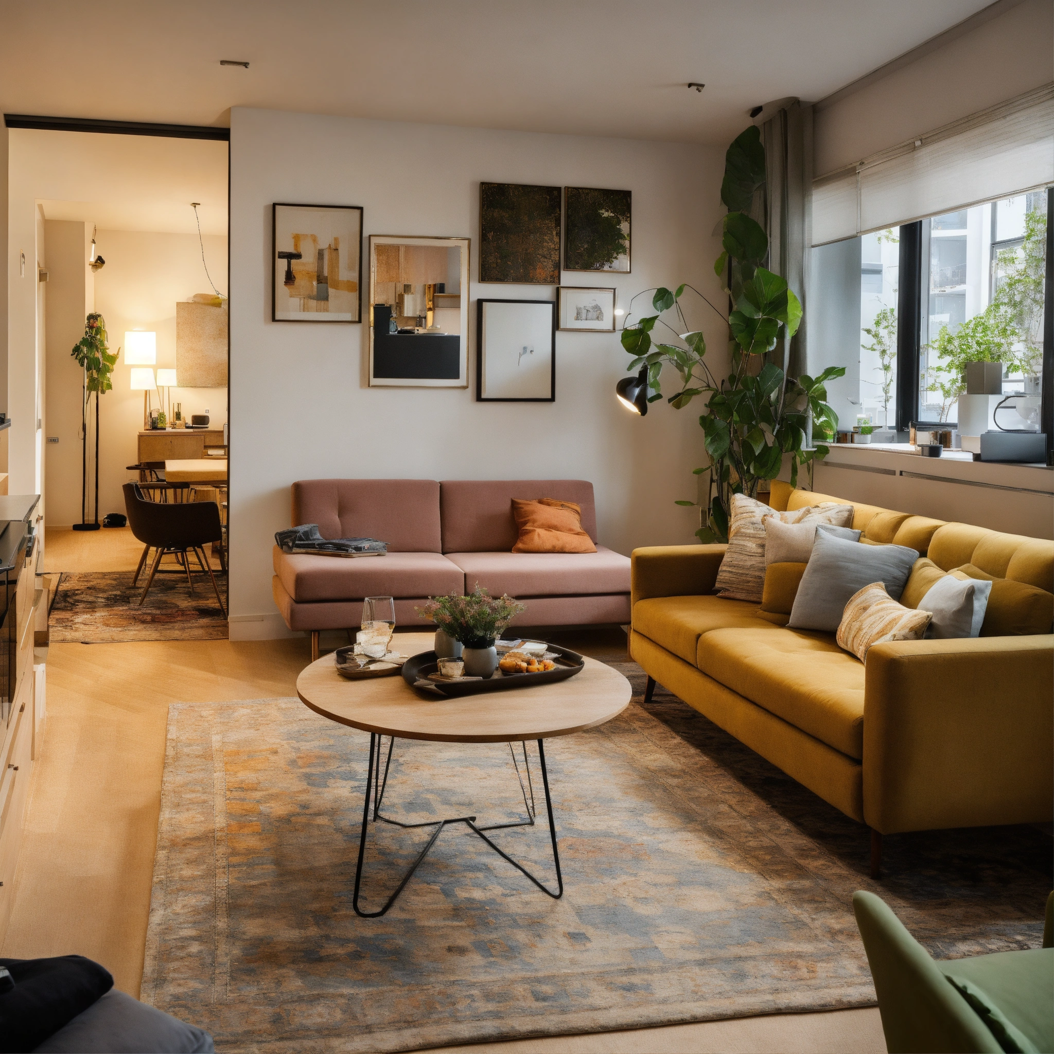 Lexica - A photo of a furnished apartment. The apartment has a living ...