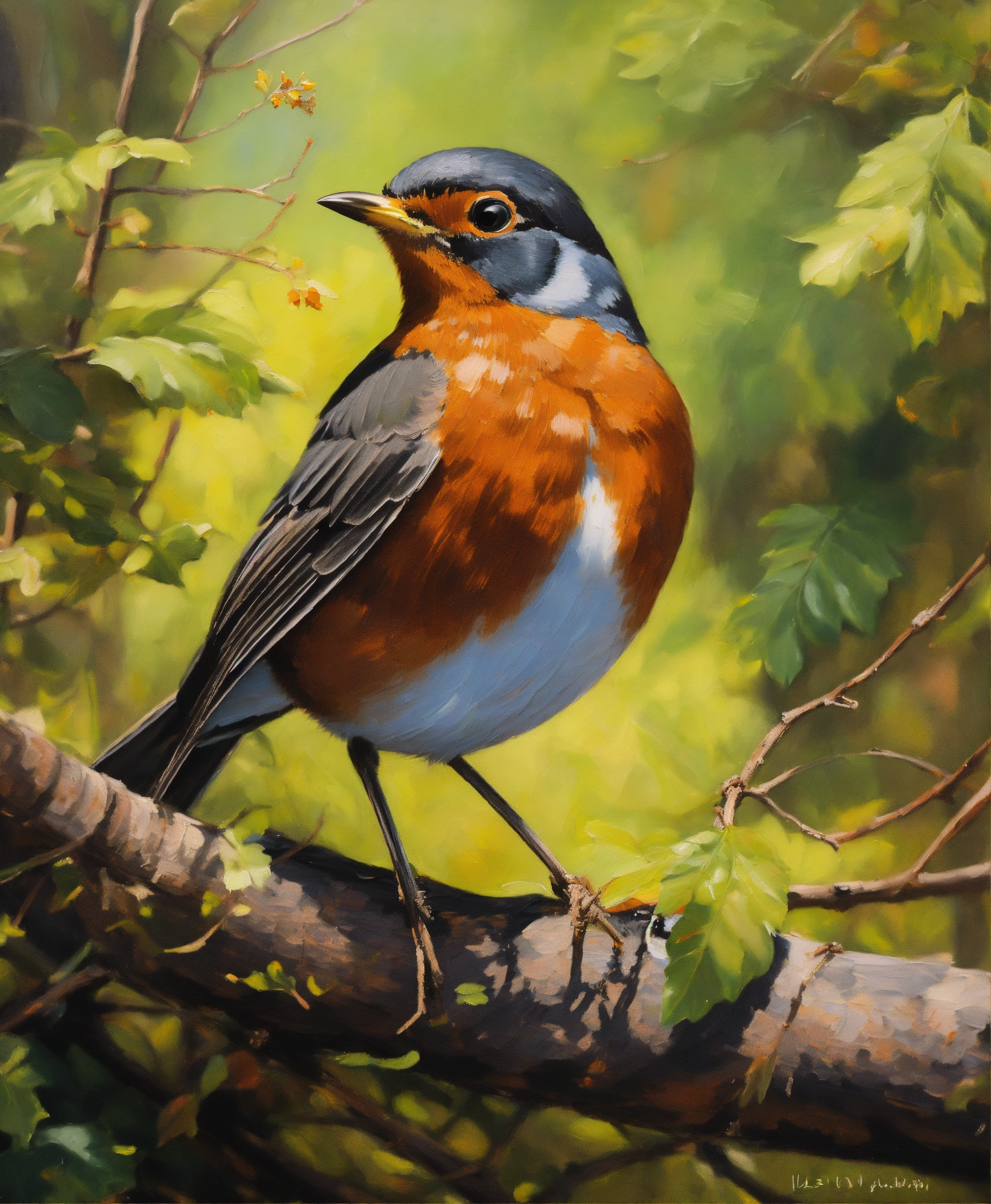 Lexica - Ultra detailed oil paint illustration of an American Robin in ...