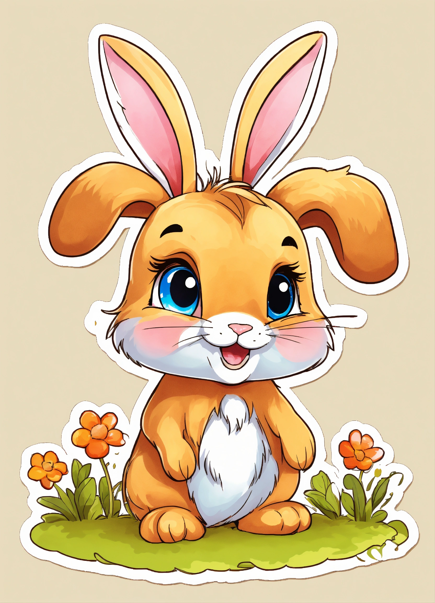 Lexica - Generate a cute little rabbit, super eye-catching illustration ...