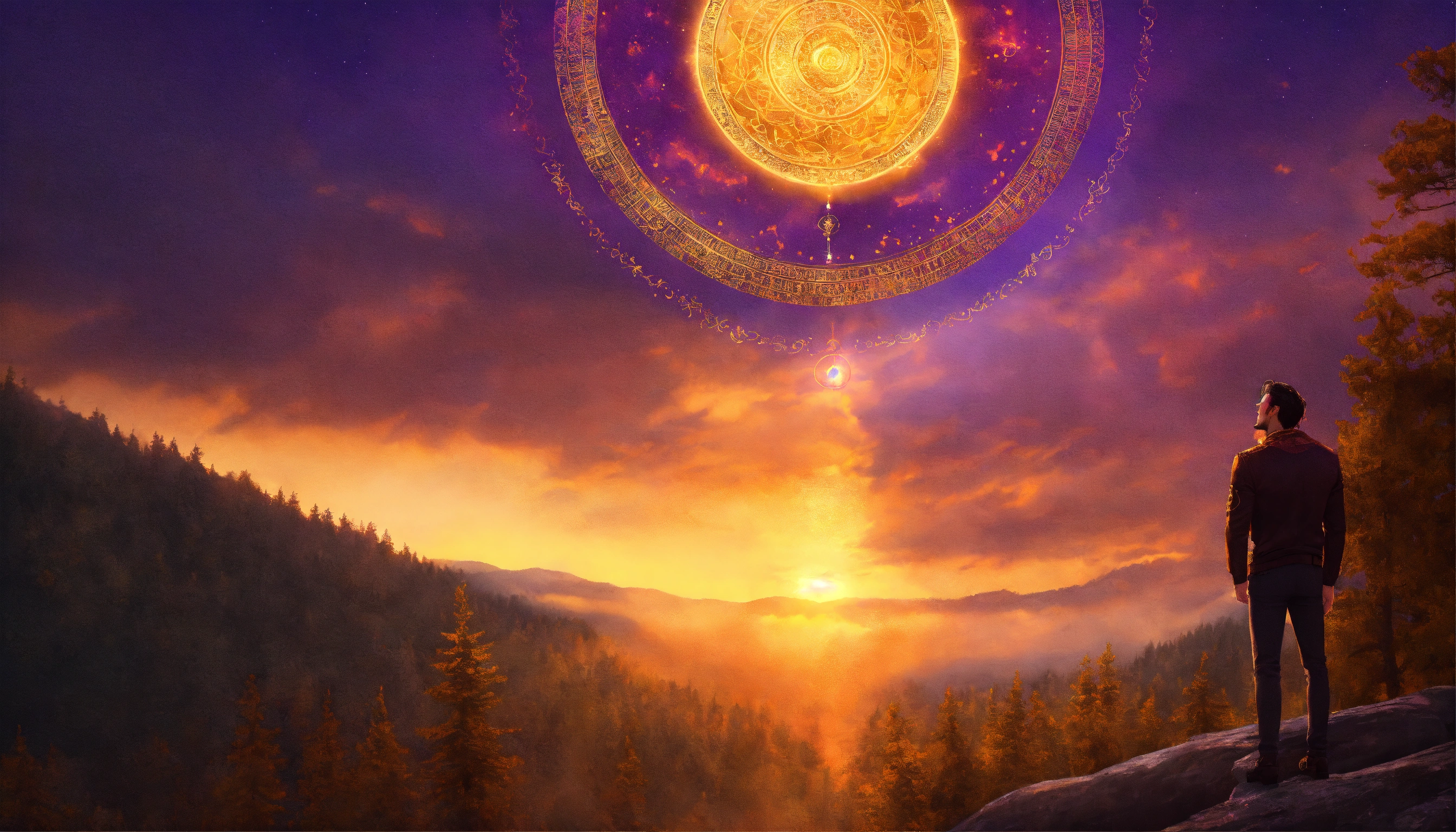 Lexica - Golden chakra, handsome man looking up at the sky, eyes closed ...