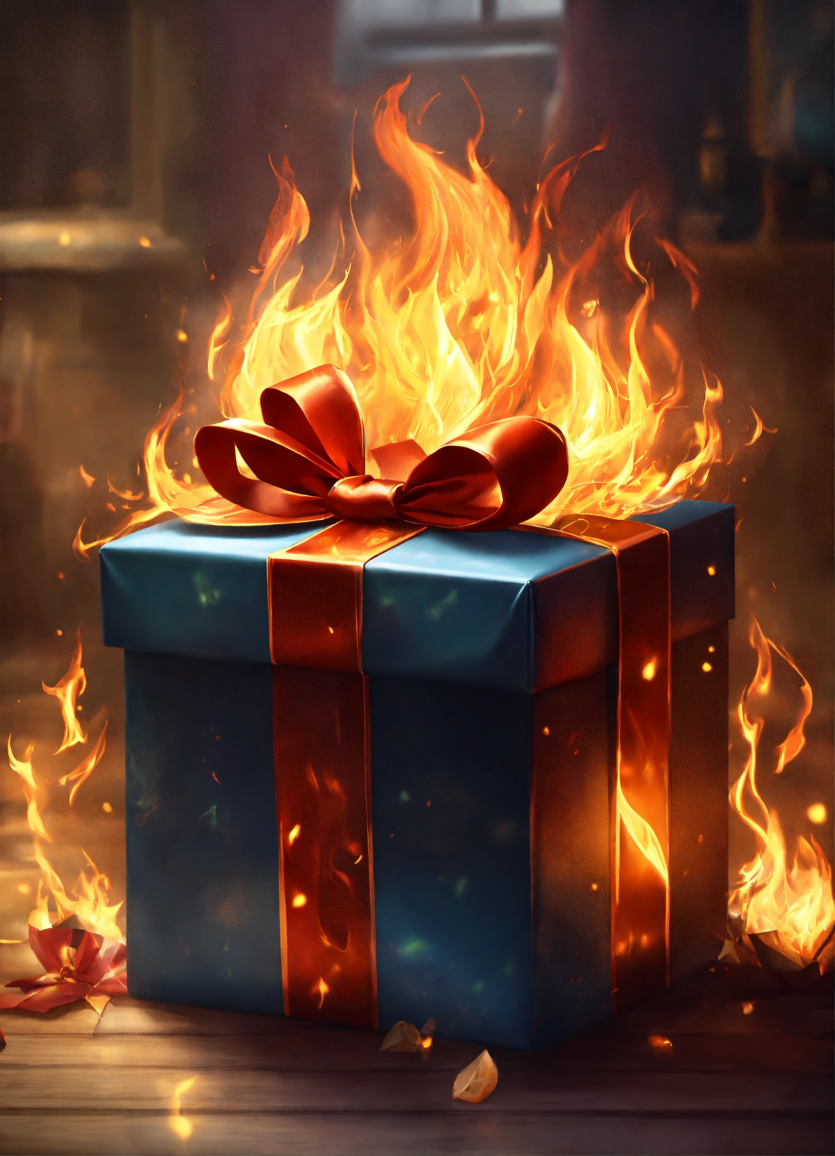 Lexica - Gift with fire realistic