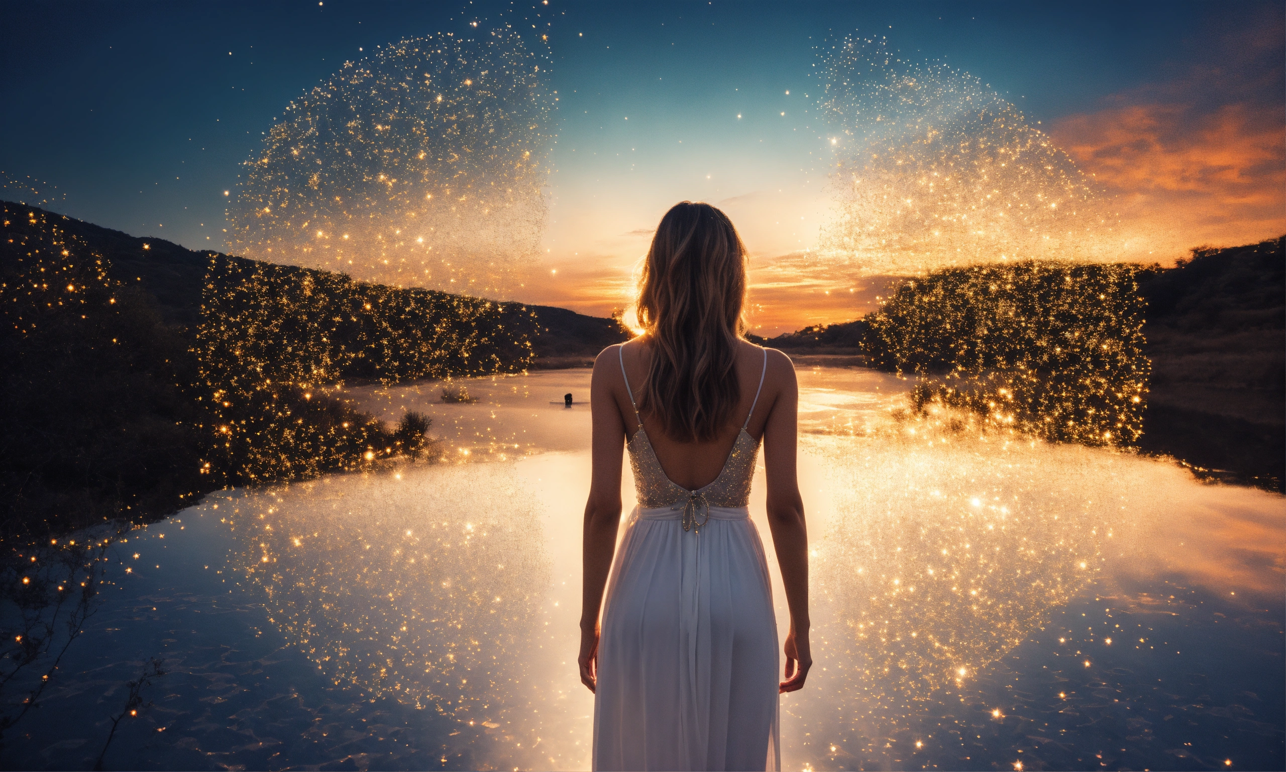 Lexica - Create an image of a woman from behind. She is looking for ...