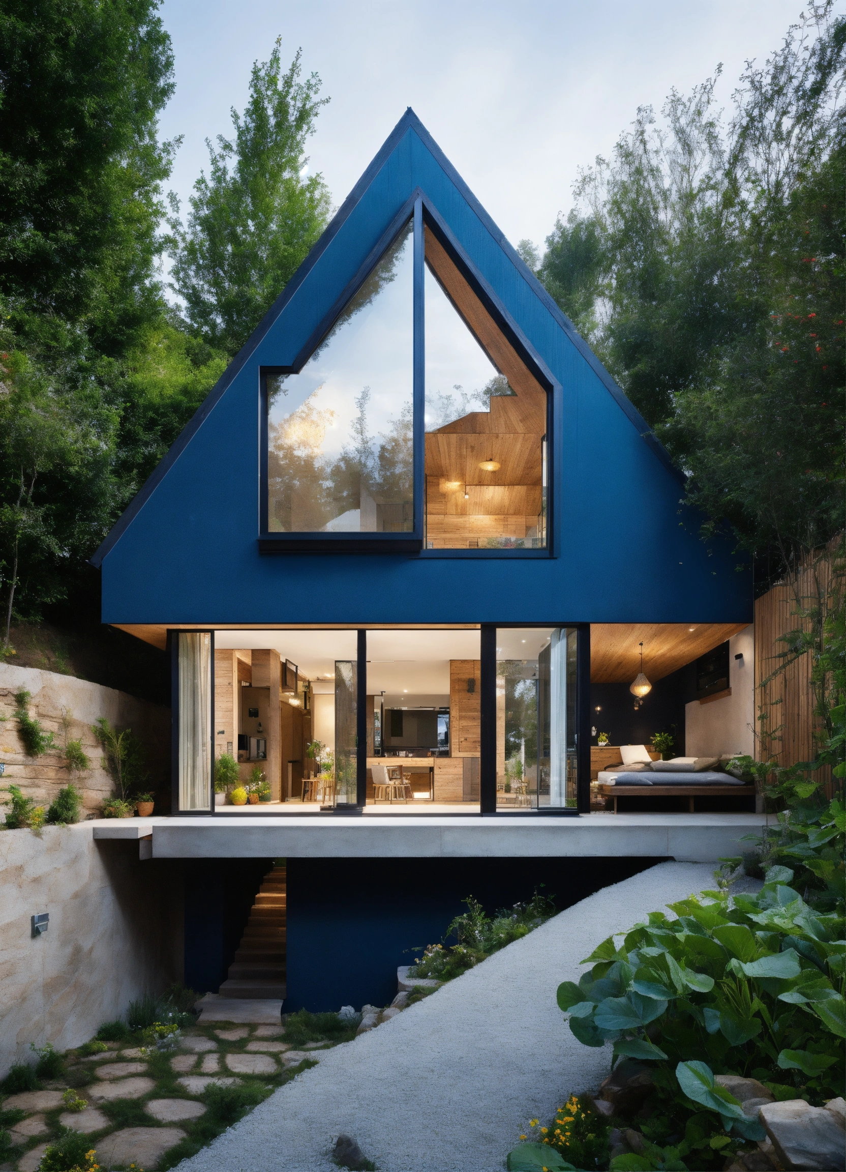 Lexica - BIG SITE GARDEN DESIGN slope TOPOGRAPHY blue sky HOUSE NATURAL ...