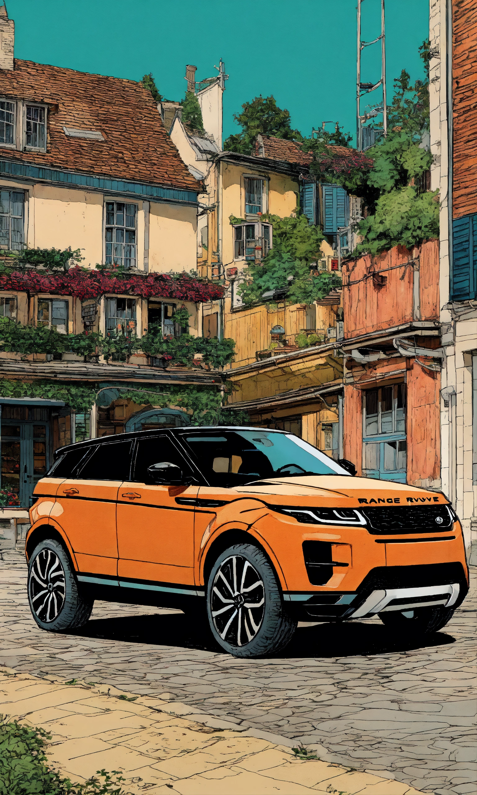 Lexica - Detailed pen and ink illustration of Range Rover Evoque 2022 ...