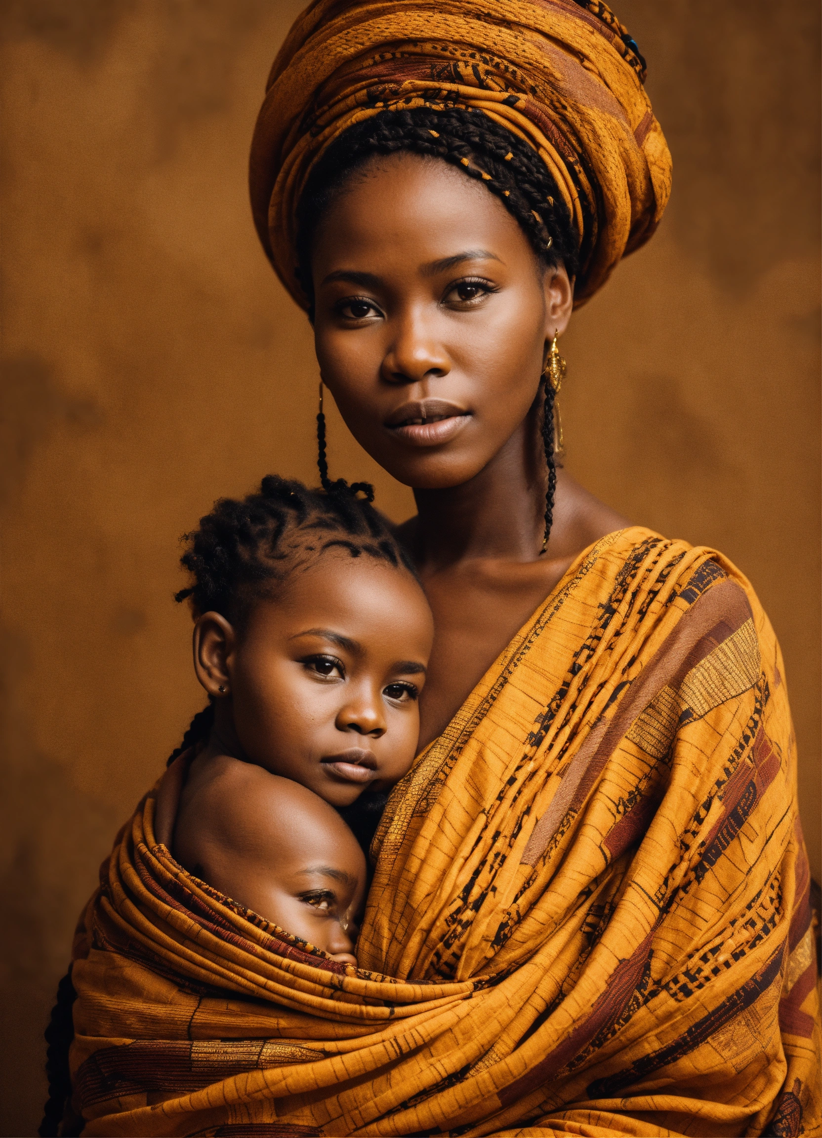 Lexica African mother with intricate braids in her hair with