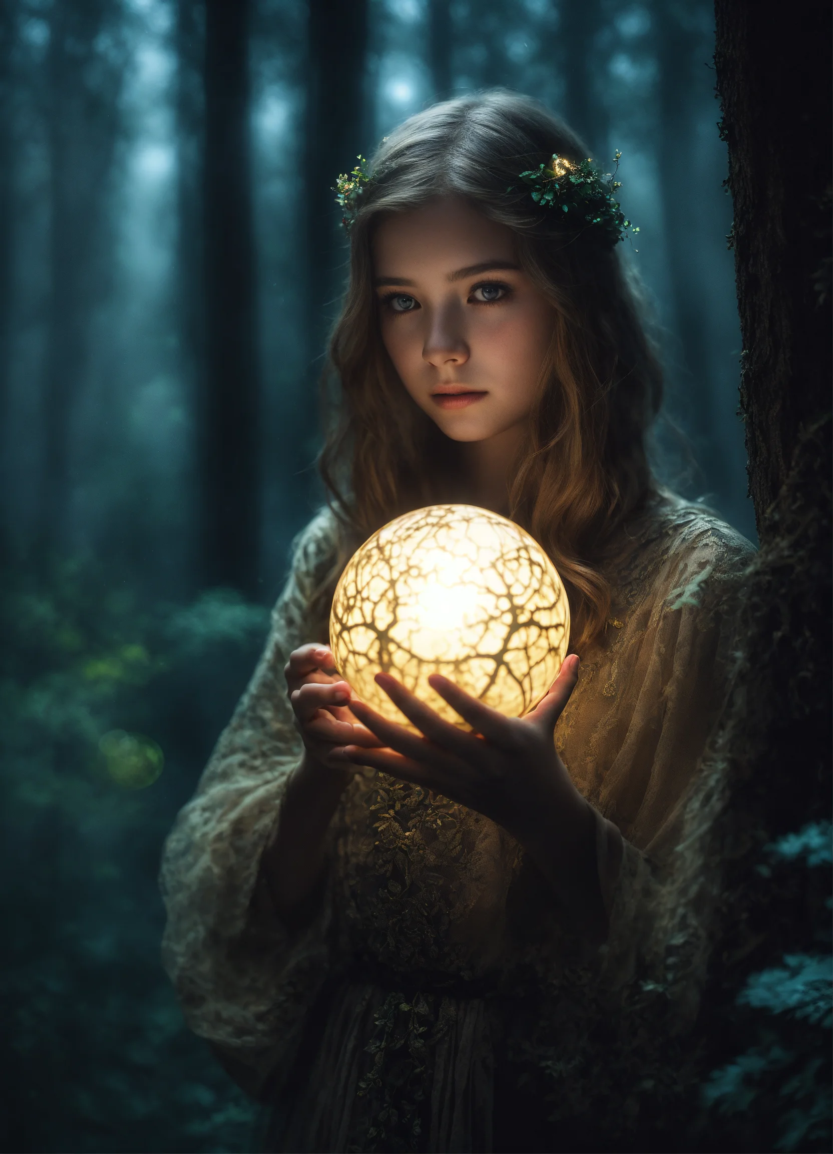 Lexica - Girl holding a mysterios glowing orb
