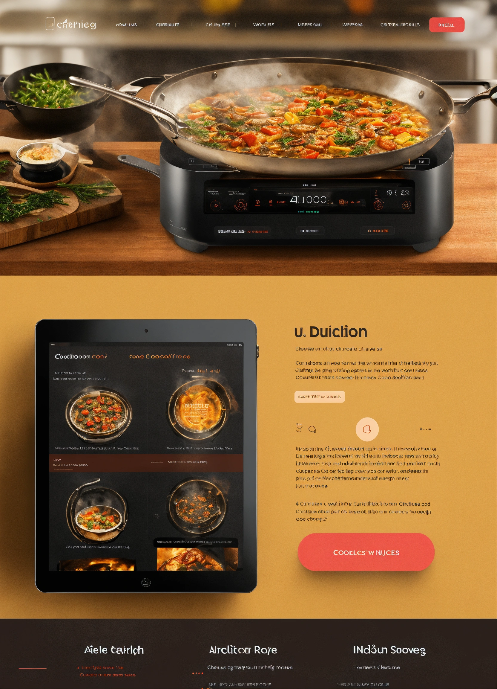Lexica - Tablet horizontal site, ui design, induction cooktop app, 4 ...