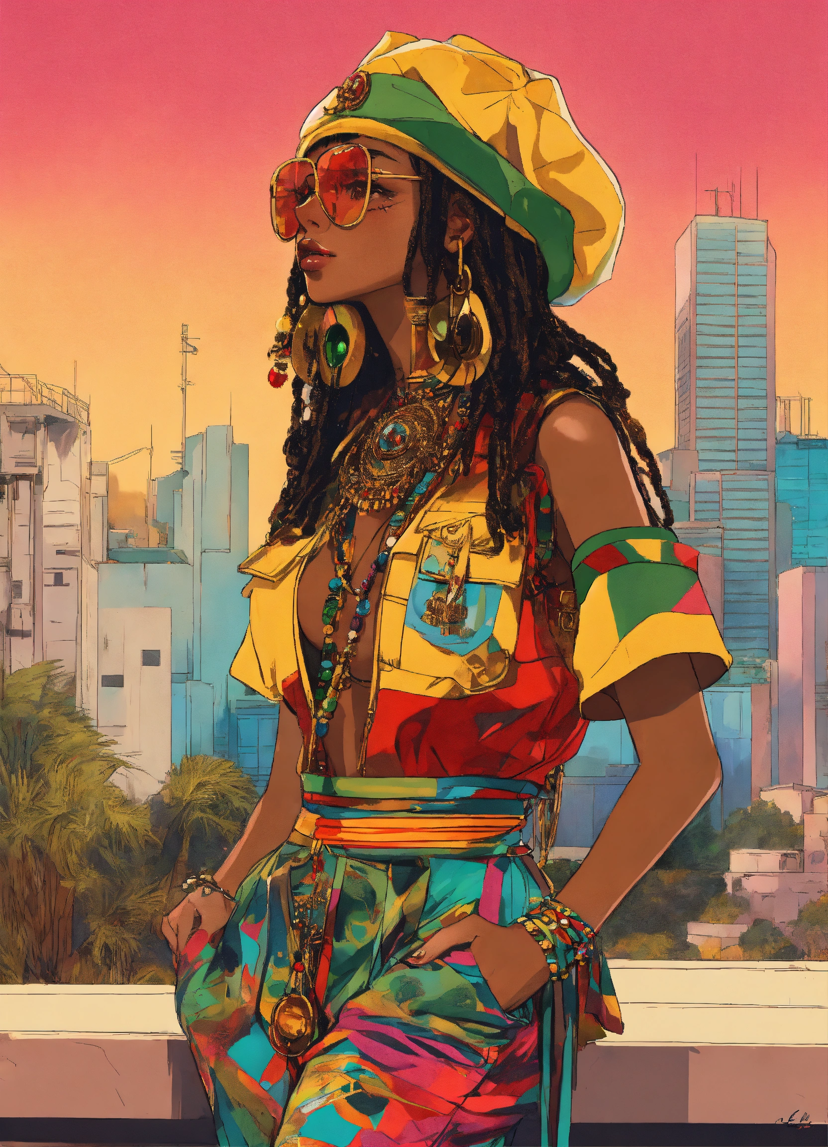 Lexica - Full body street art rasta girl in stylish haute couture ...