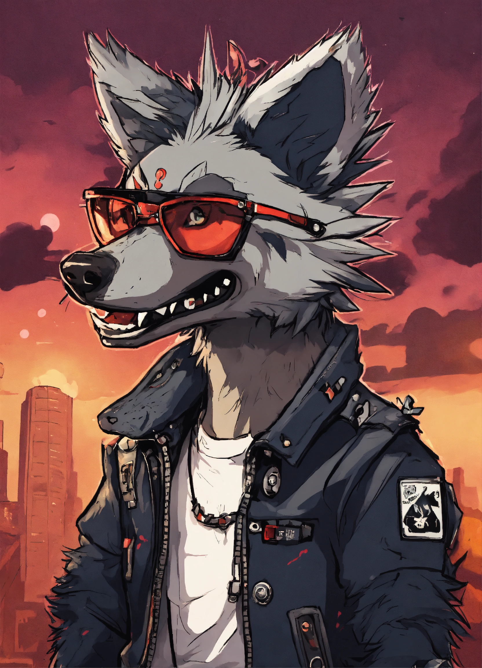 Lexica - Punk cartoon wolf