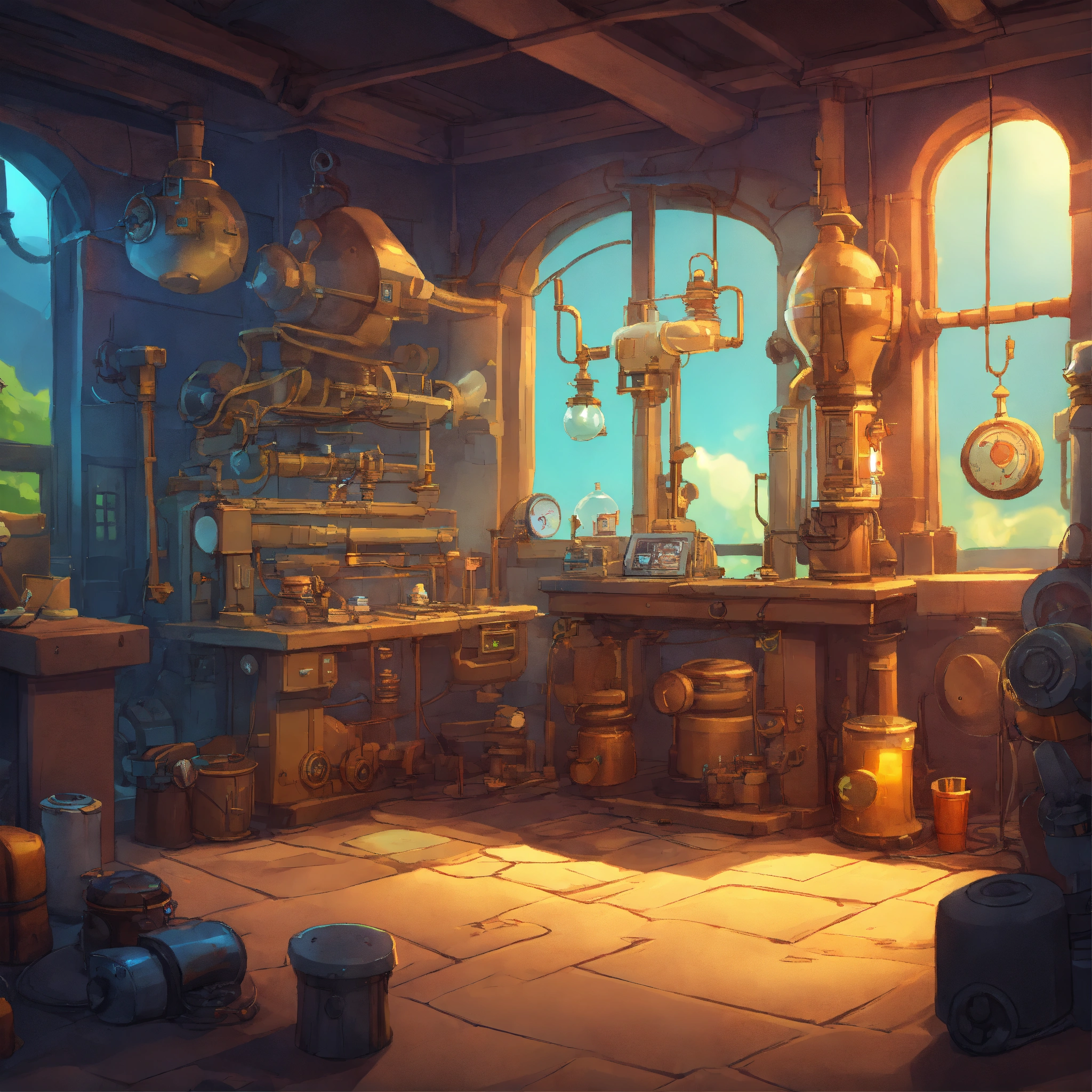 Lexica - Cartoon game environment, lab, mechanical, fantasy