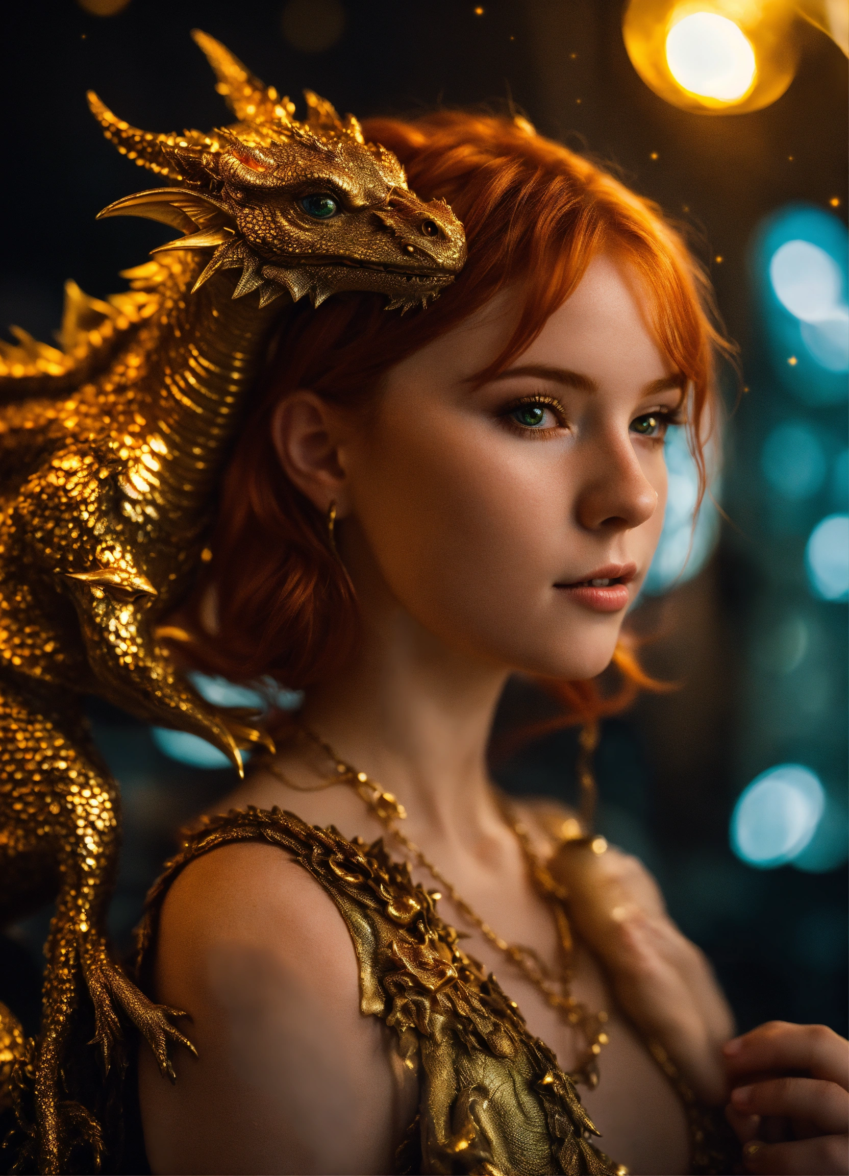 Lexica Cute Young Redhead Irish Cyberpunk Girl Holding Her Golden