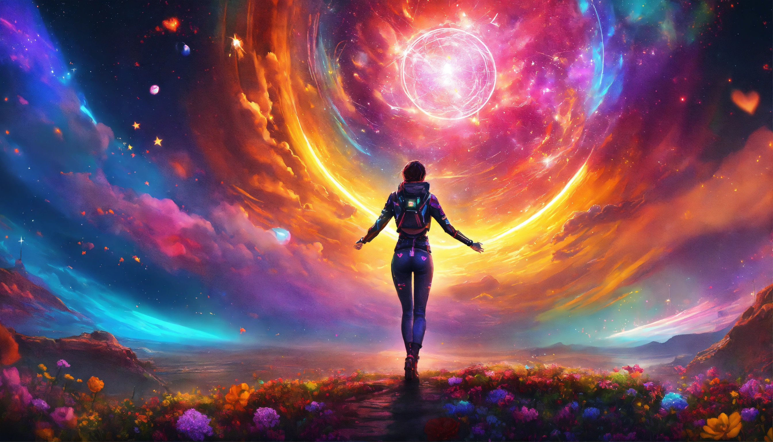 Lexica - Cyberpunk digital painting of a woman surrendering deep to ...
