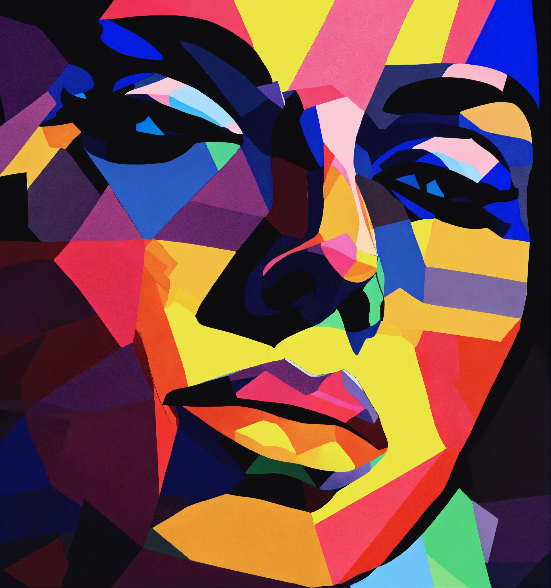 Lexica - Simplified abstract illustration of close up portrait of pop ...