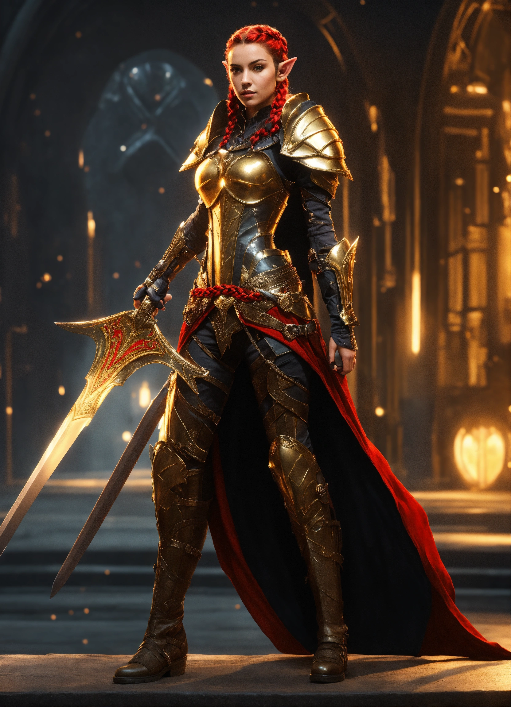 Lexica - Full body of a shapely female high elf, with black and red ...