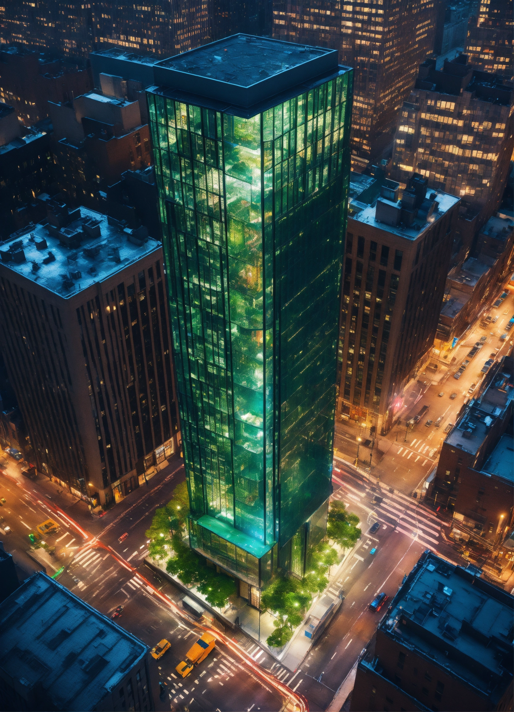 Lexica - Hyper realist street with modern building seen from above ...
