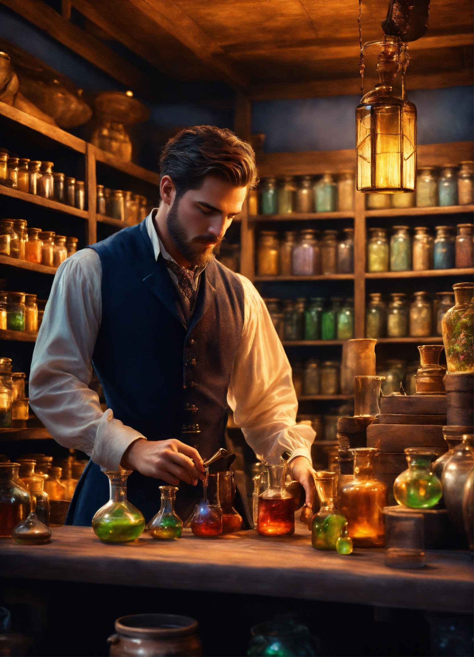 Lexica - Handsome man in potions and potions store full-length ...