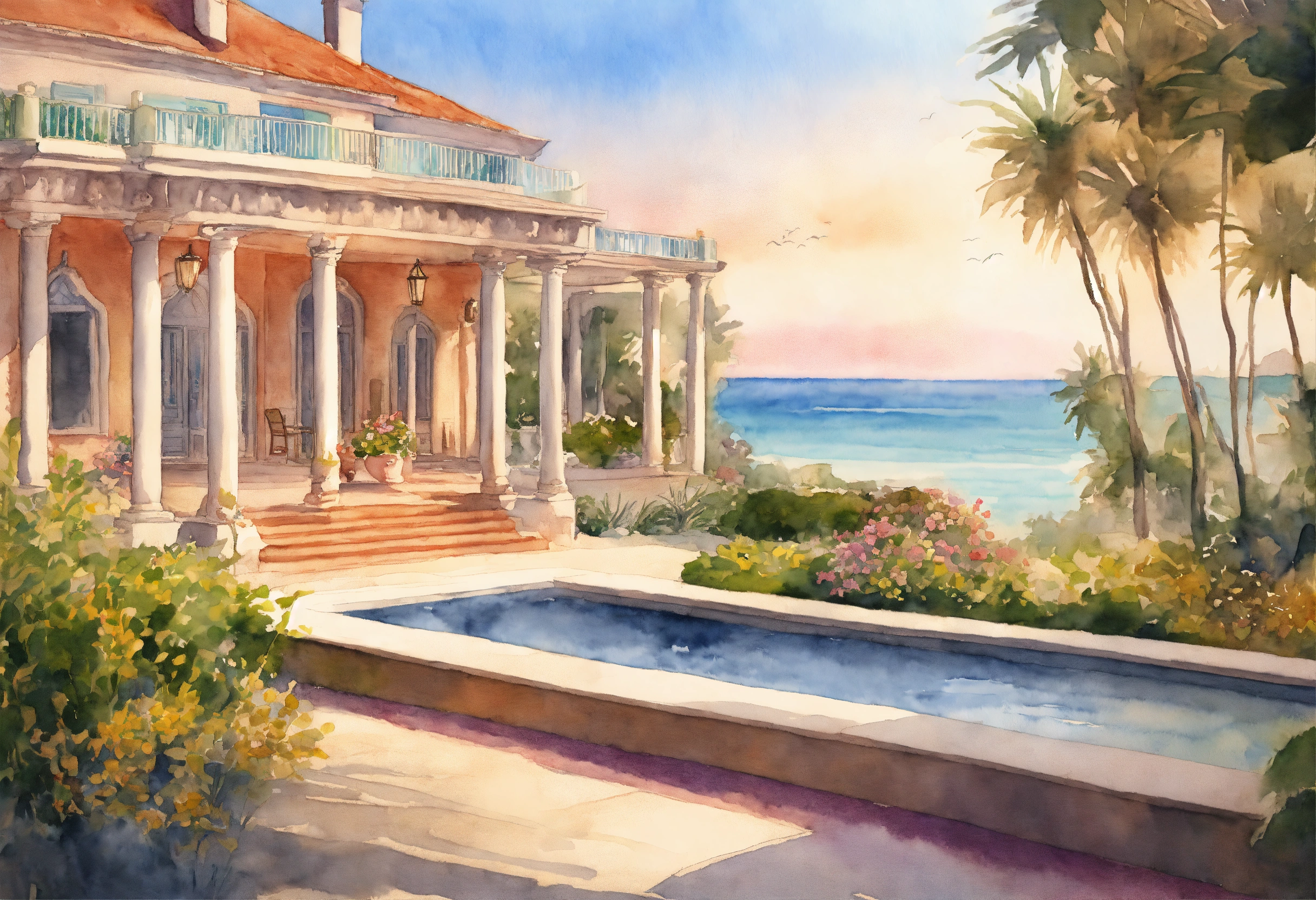 Lexica - Watercolour painting, pastel colours, warm light, intricate ...