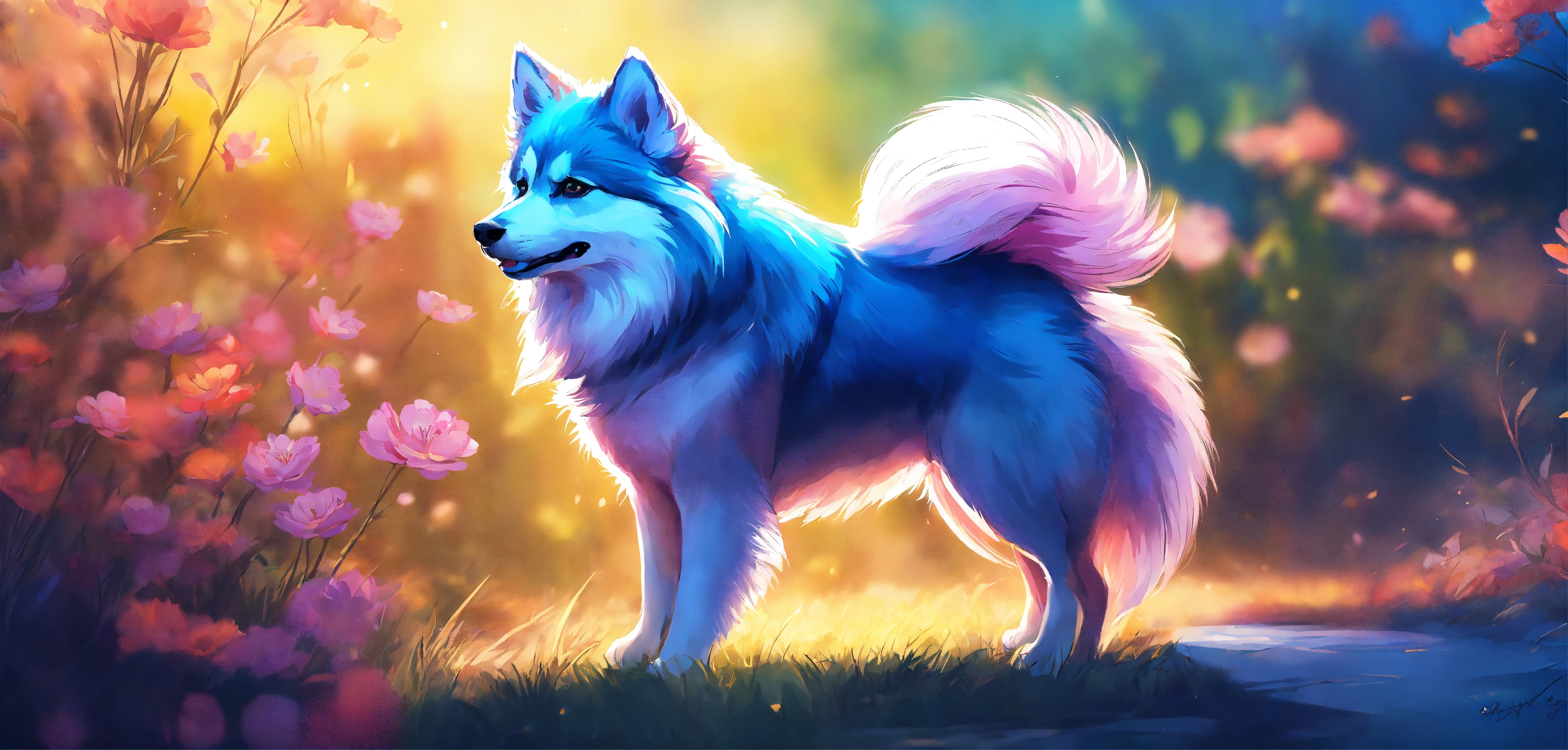 Lexica - An energetic Pomsky struts around with a bushy tail curled ...
