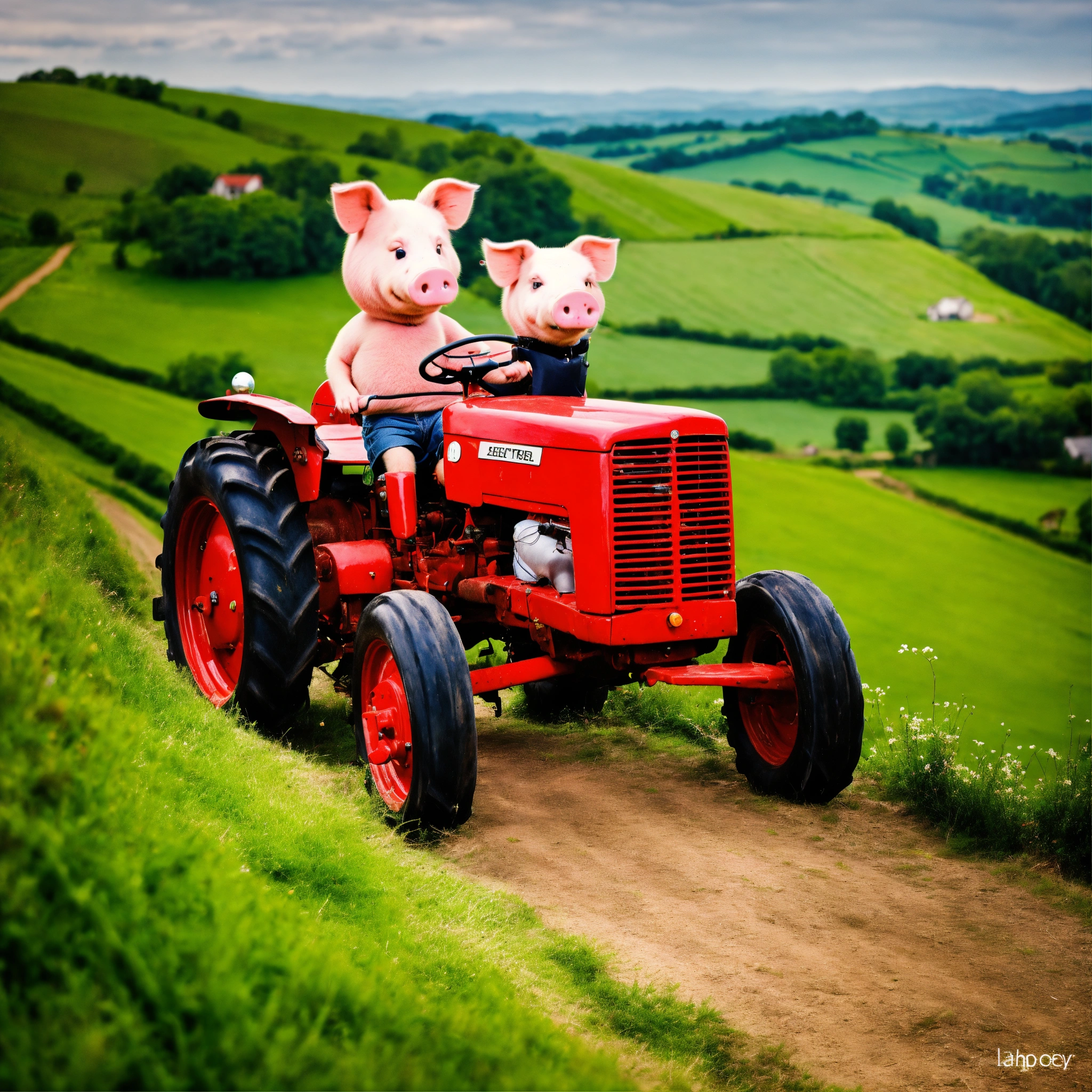 Lexica - Piggy who rides a red tractor up a hill