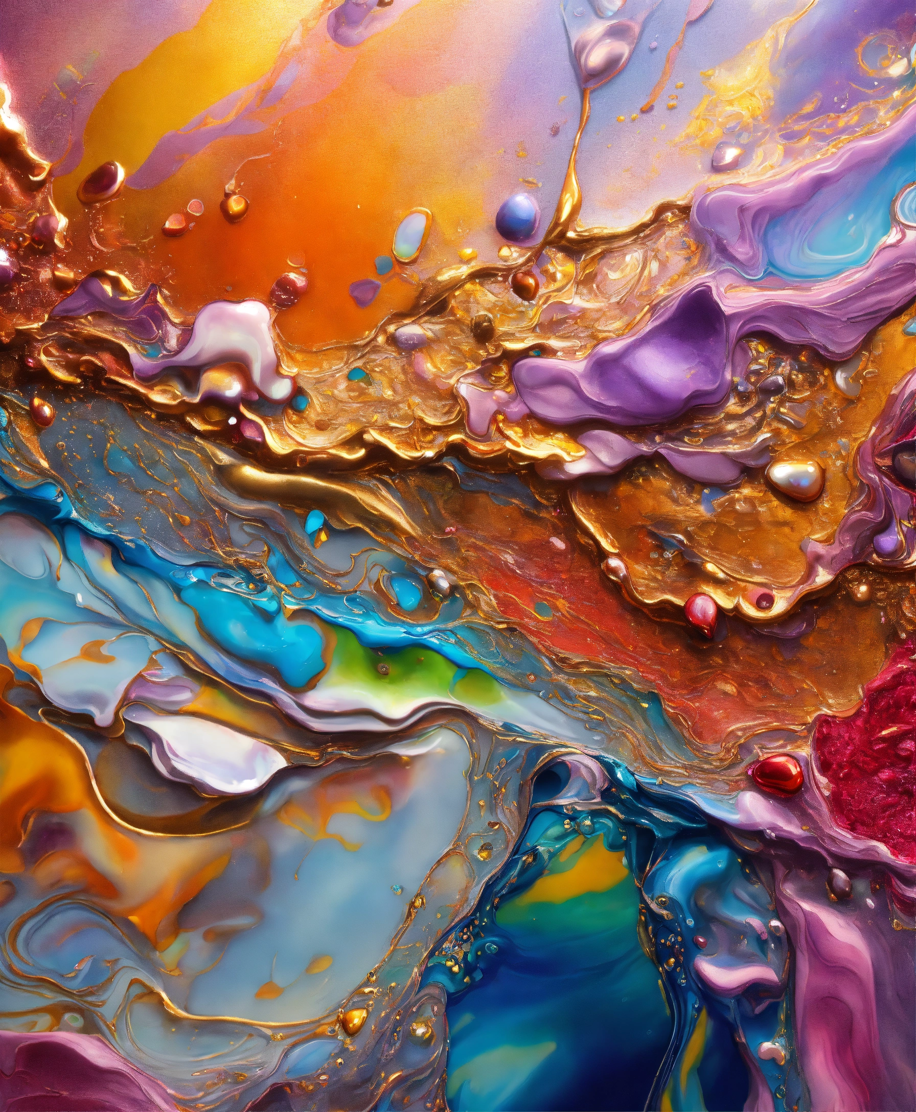 Lexica - Colorful abstract painting oil and water complex complicated ...