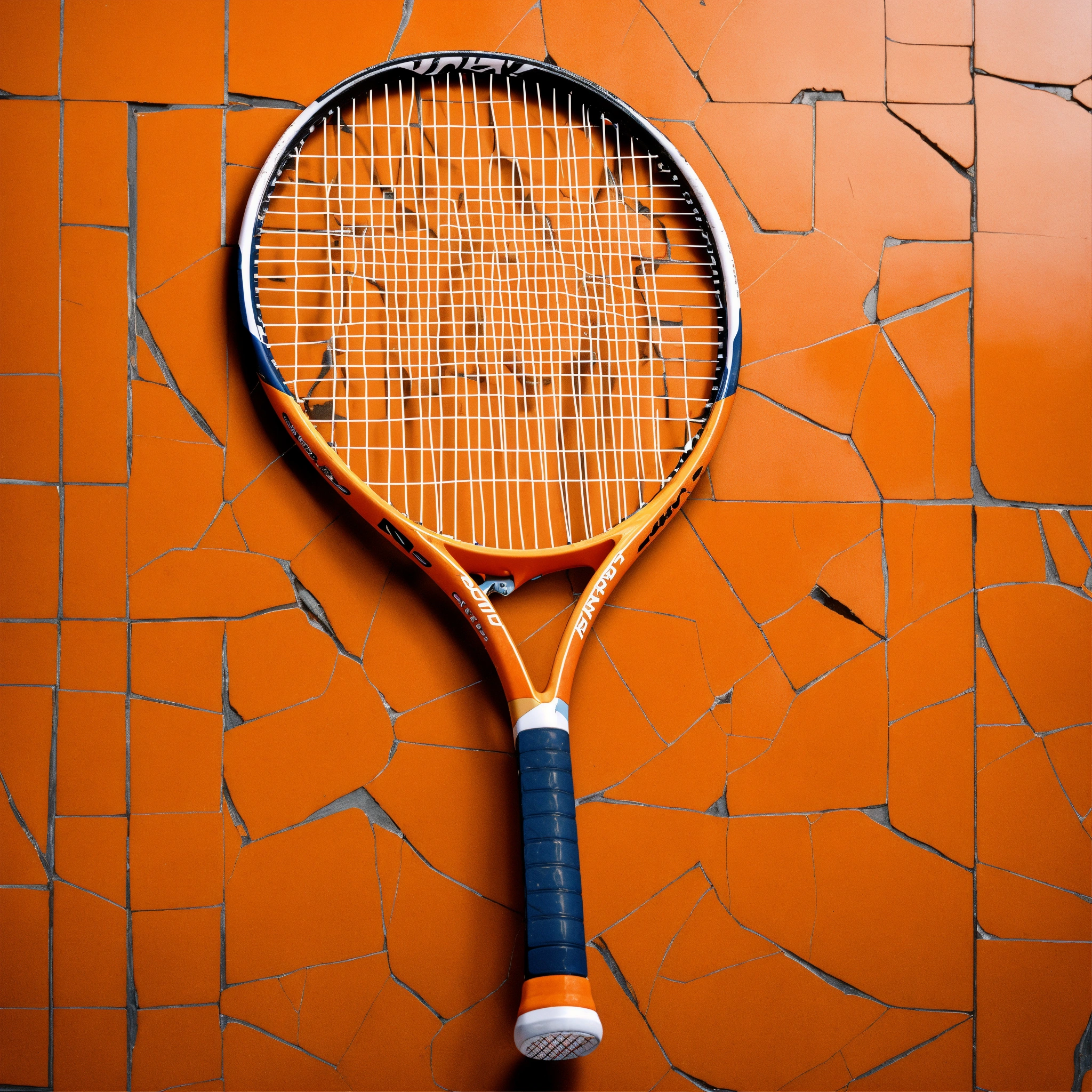 Lexica - Orange broken futuristic tennis racket