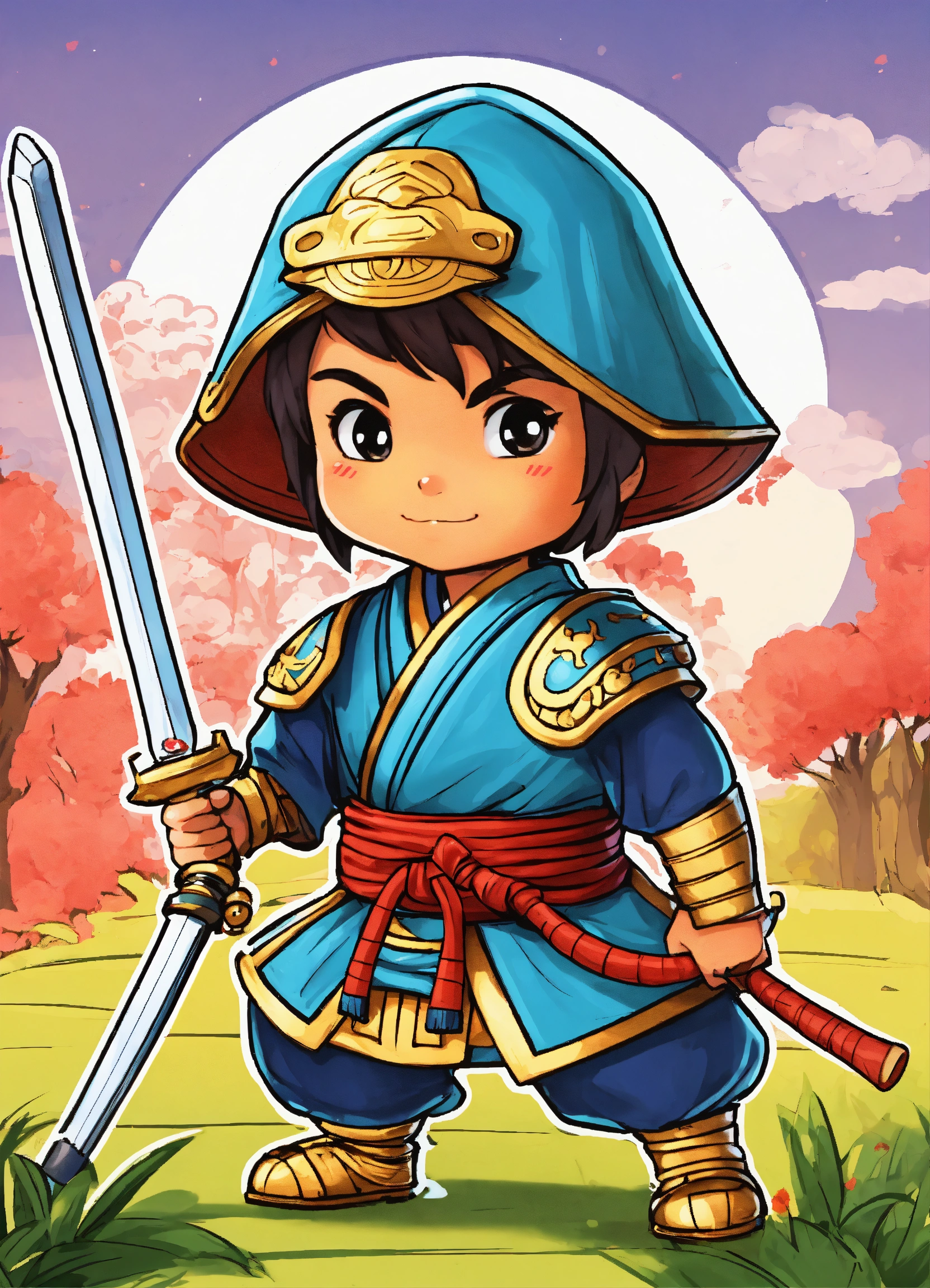 Lexica - Generate a cute LITTLE SAMURAI STUNNING COVERPAGE illustration ...