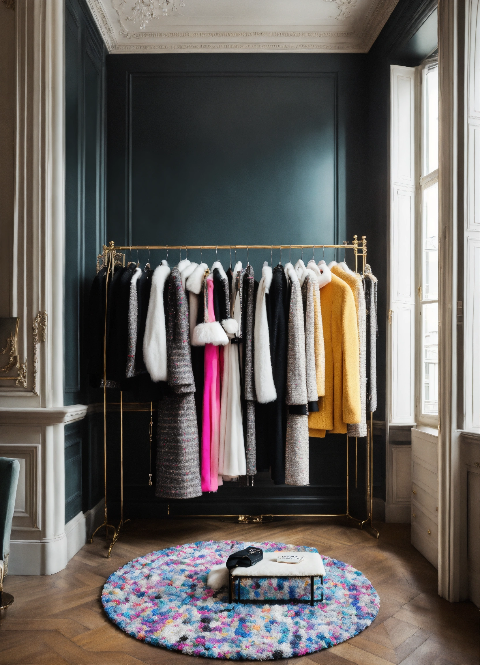 Lexica - Clothing rack with white and black and white tweed colourful ...