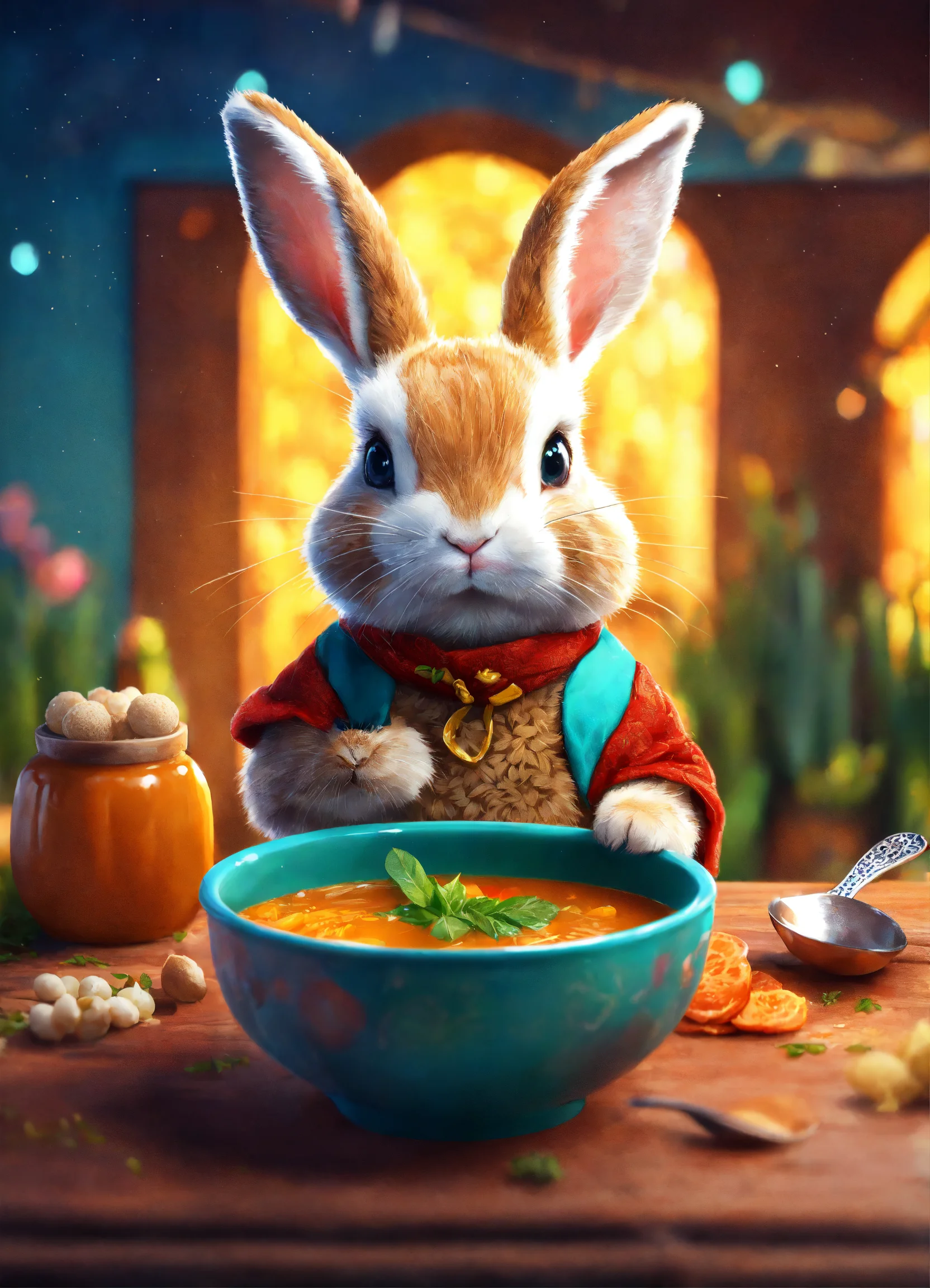 Lexica - A rabbit eating soup