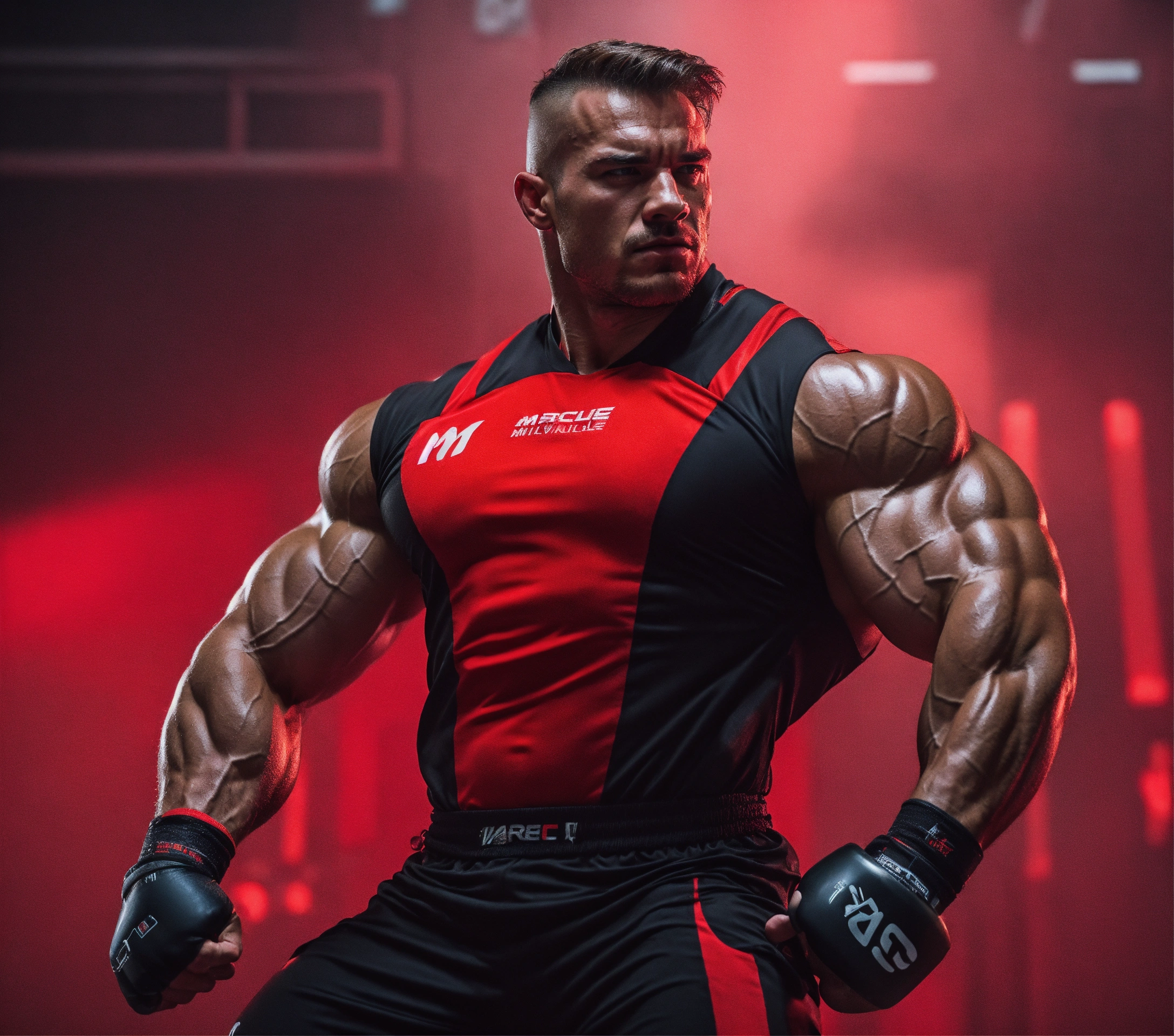 Lexica - Muscle terminator in red black jersey with Martin Mikovič head