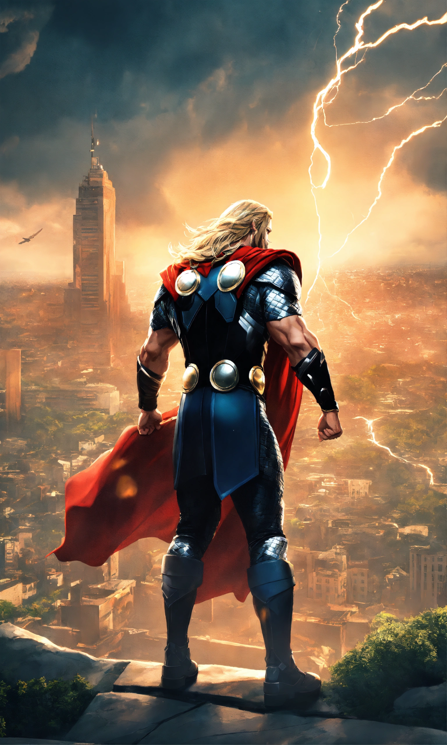 Lexica - Thor is saving other people, nature background, 2D render ...