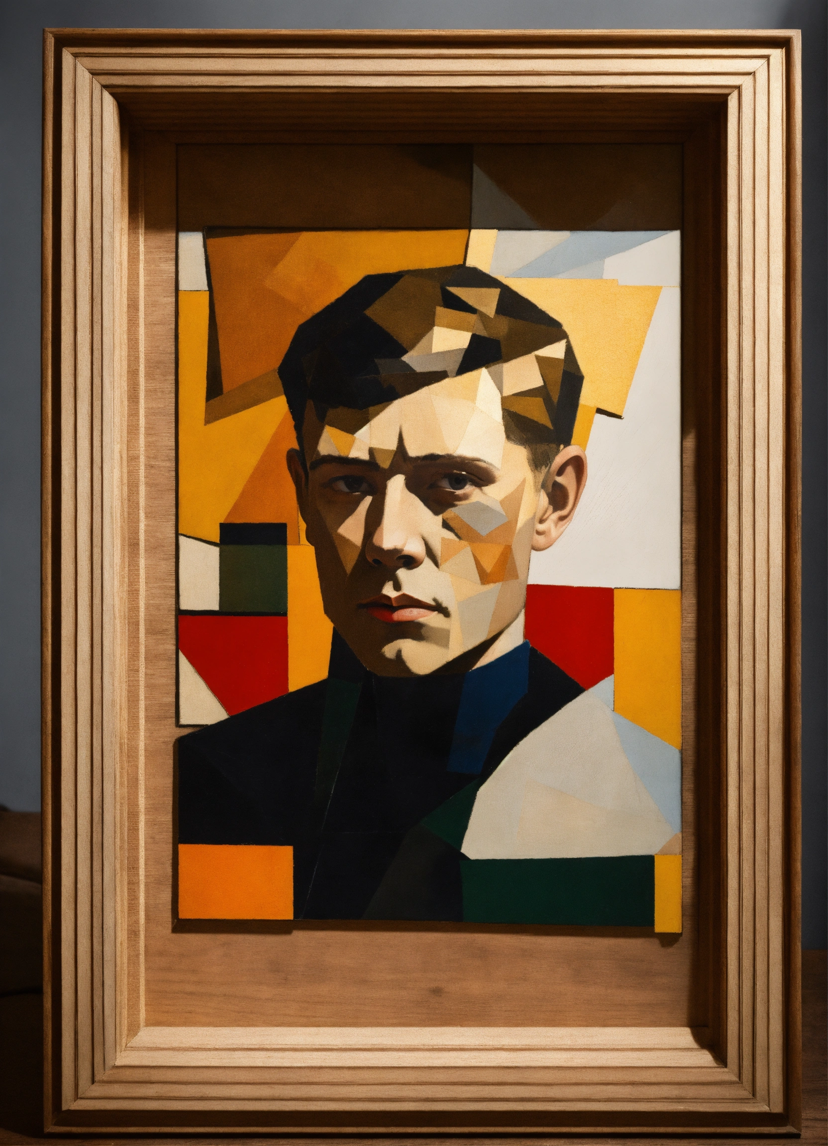 Lexica - A portrait of Sergei Yesenin in a wooden frame on an old table ...