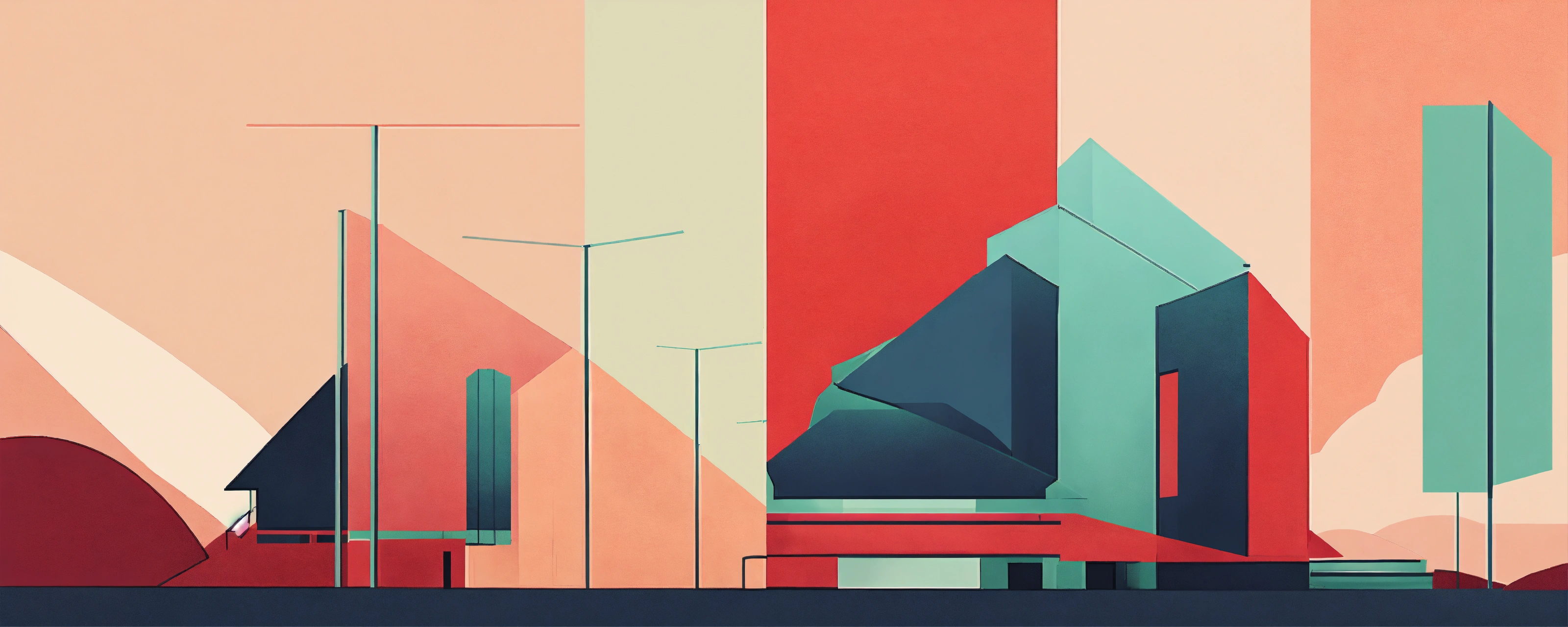 Lexica - Minimalist artwork in 3 colors using BIG rectangular shapes