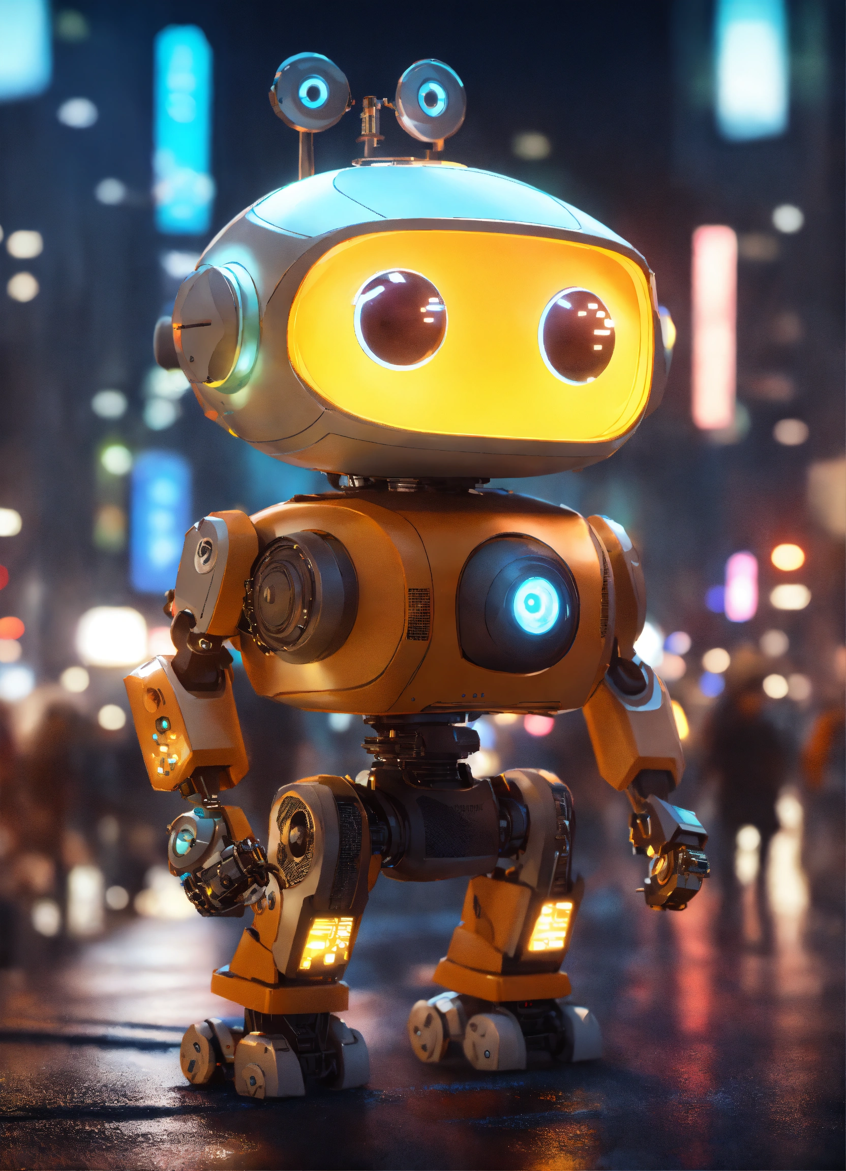 Lexica - Unreal engine render of a cute tiny robo in a busy, crowded ...