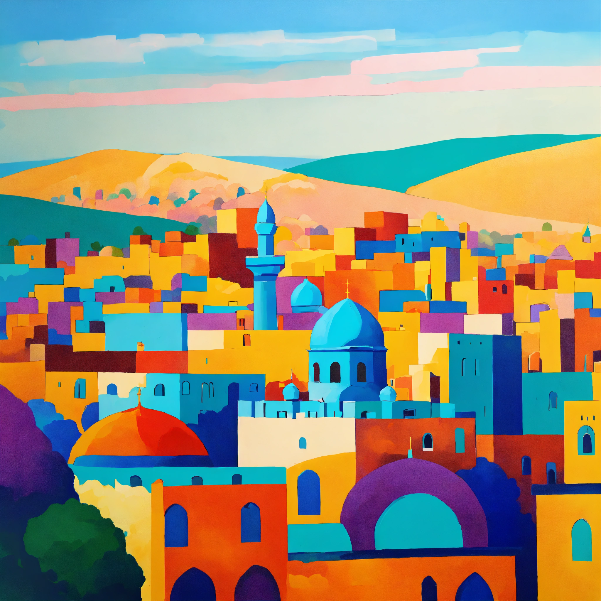 Lexica - Create me an abstract and minimalist painting of Jerusalem ...